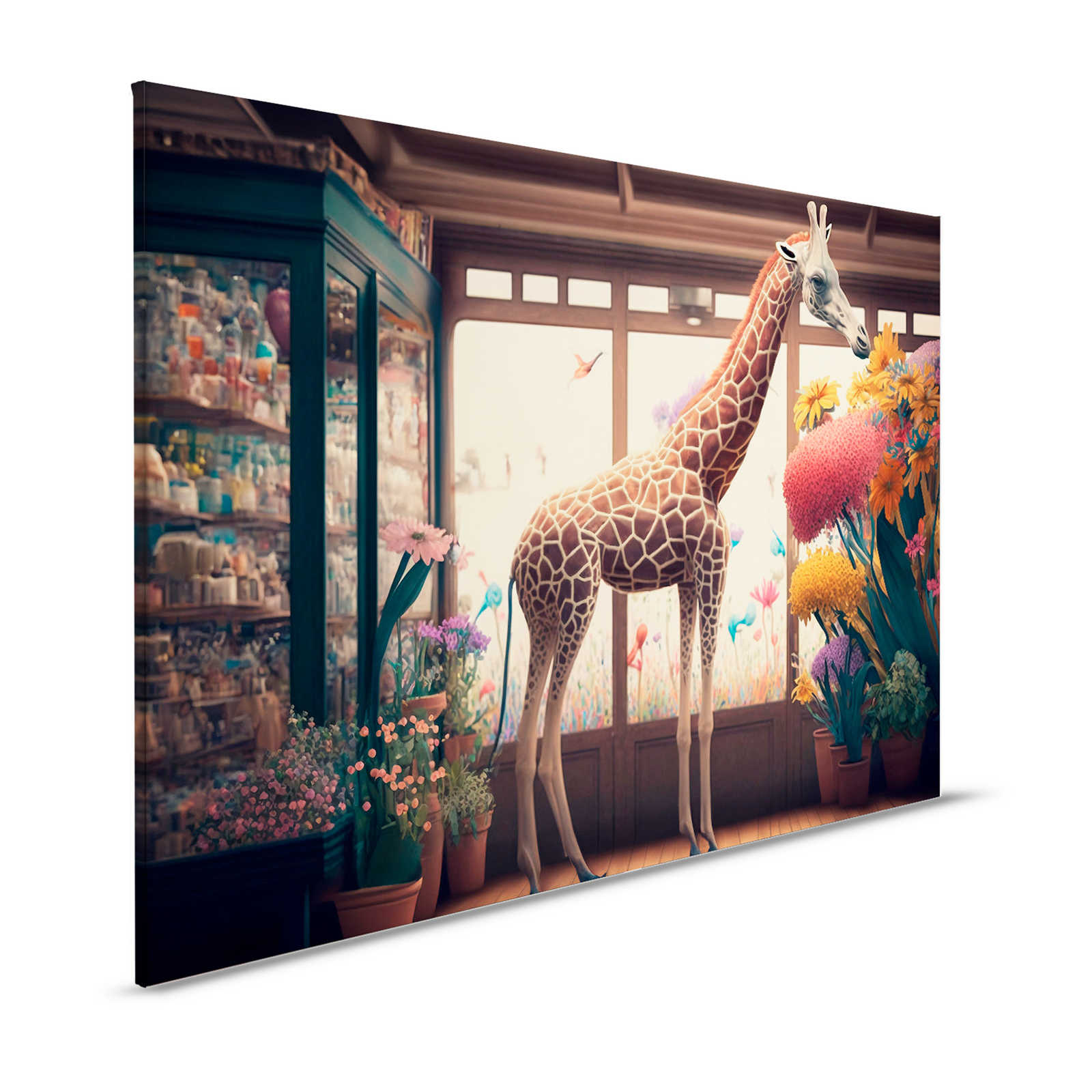 Toile KI »flower giraffe« - 120 cm x 80 cm
