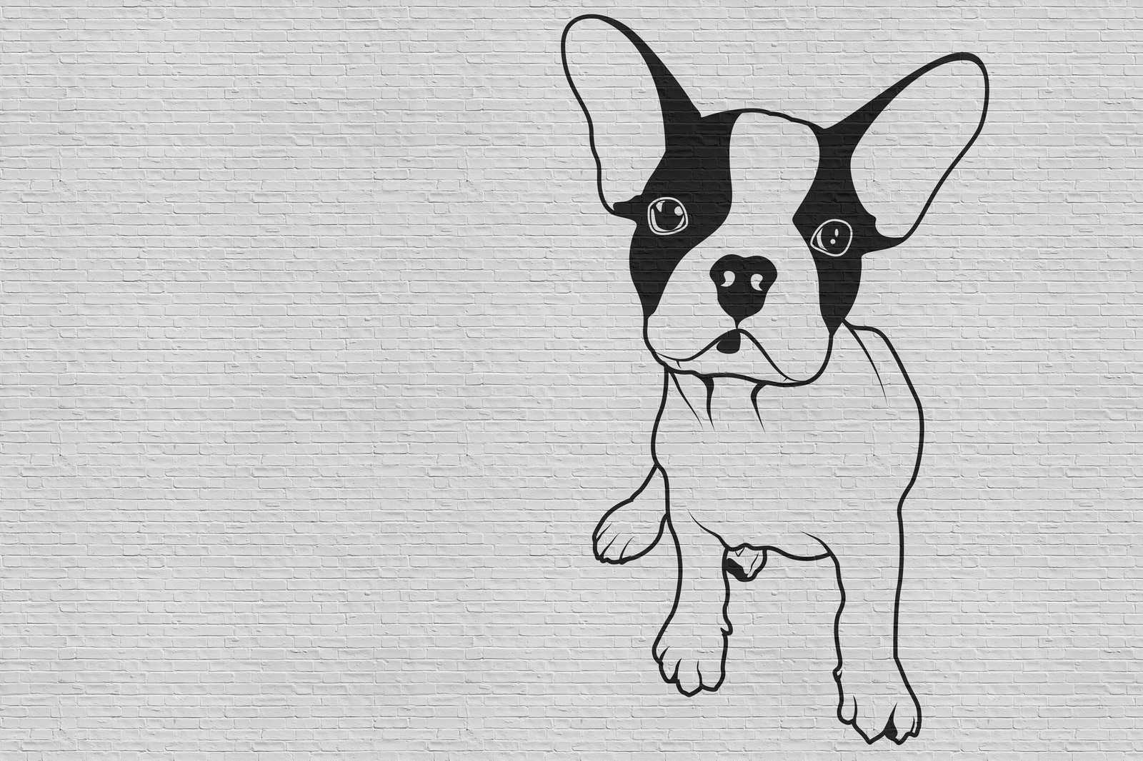             Tattoo you 2 - Tela dipinta con bulldog francese, bianco e nero - 0,90 m x 0,60 m
        
