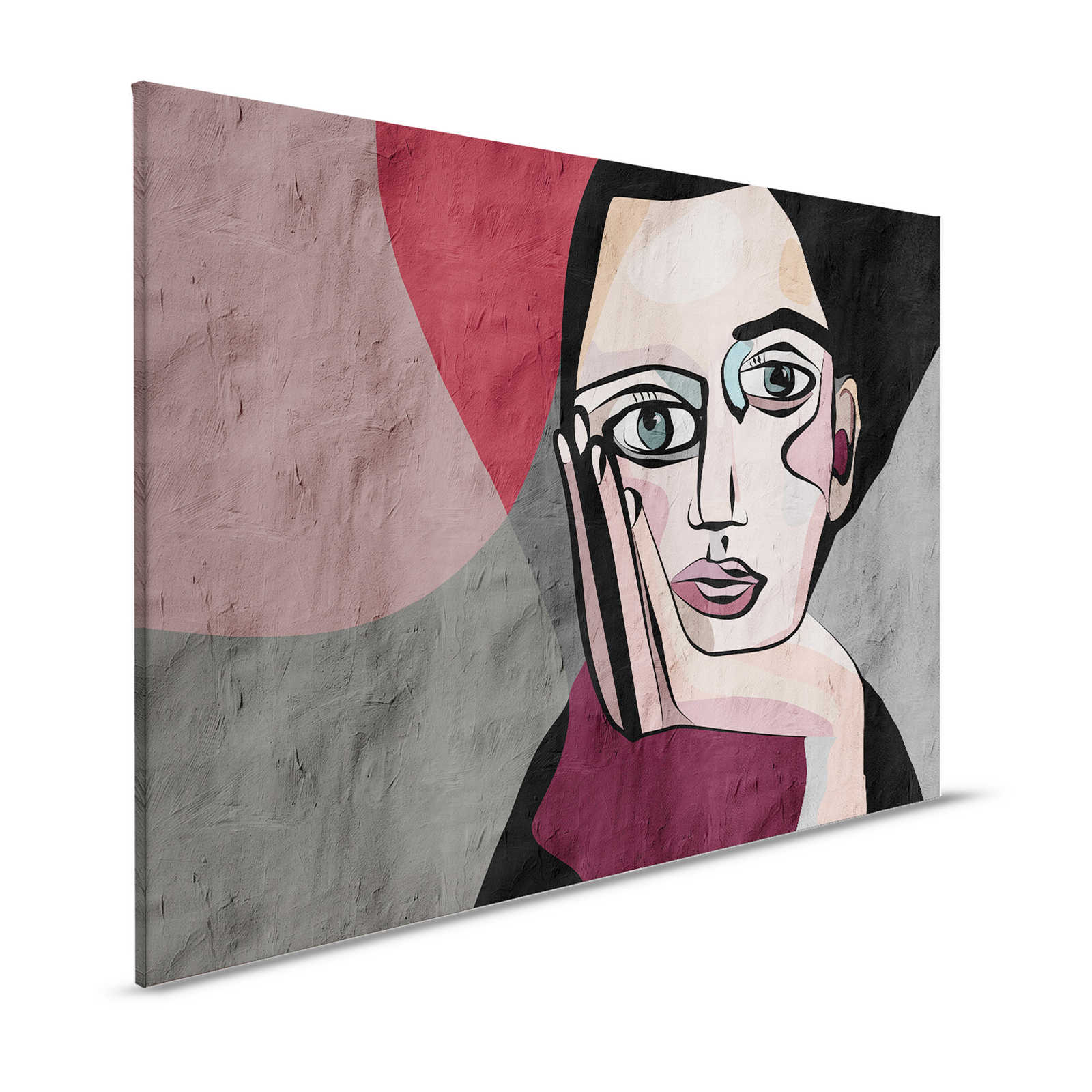 Think Tank 1 - toile abstraite graffiti femme visage - 1,20 m x 0,80 m
