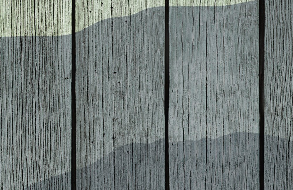             Mountains 1 - Papier peint moderne Paysage de montagne & aspect planche - beige, bleu | Premium intissé lisse
        