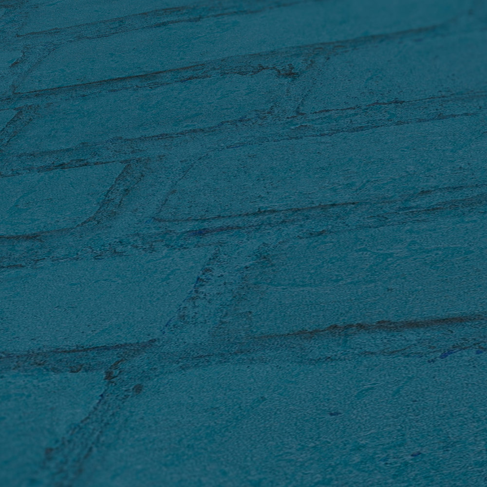             Papier peint mur en pierres aspect clinker - bleu
        