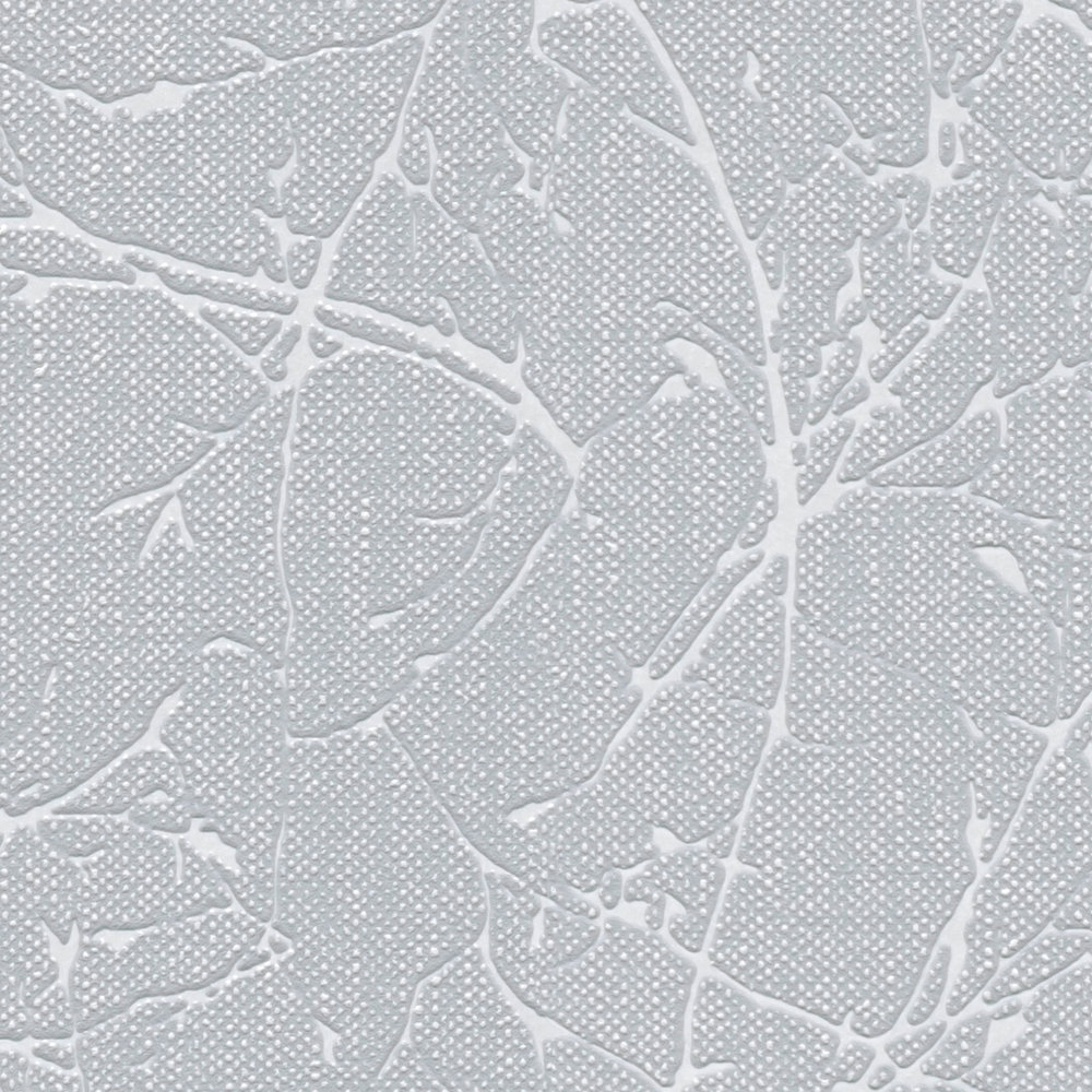             Non-woven wallpaper with branch pattern and light structure - light grey, white
        