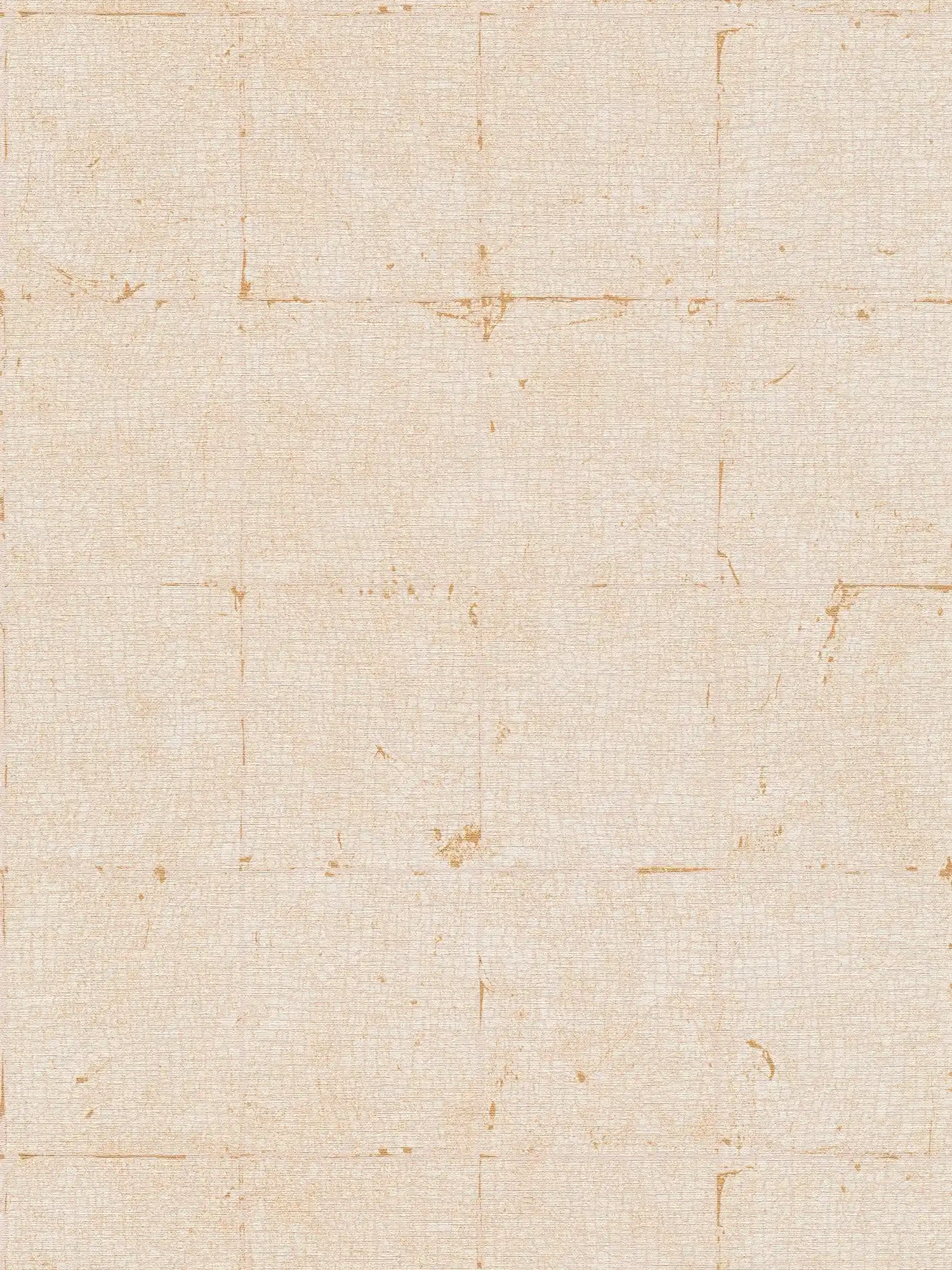 Papel pintado de óptica de azulejos aspecto usado y efecto craquelado - beige
