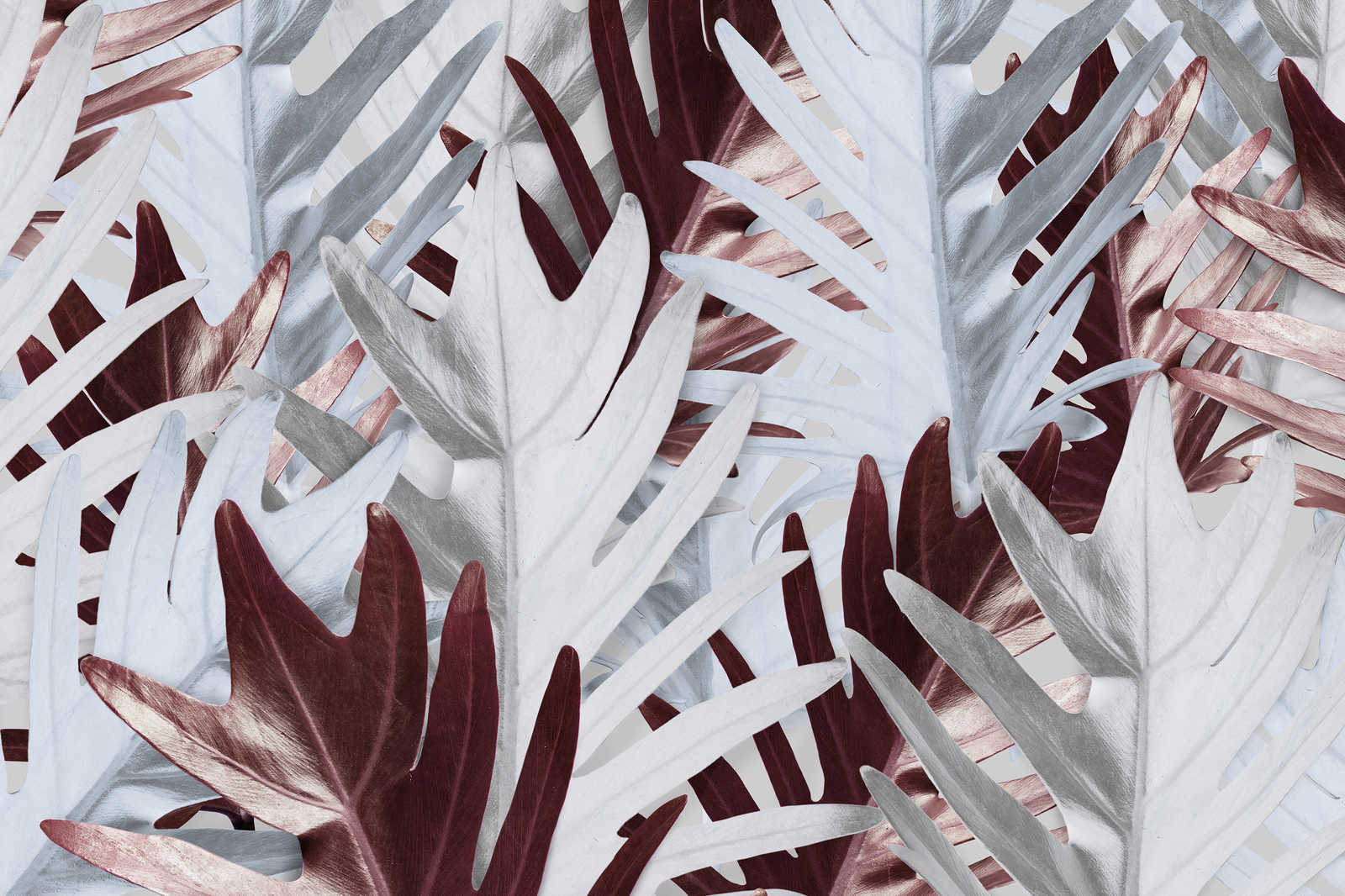             Canvas schilderij met junglebladeren in zachte tinten - 0,90 m x 0,60 m
        