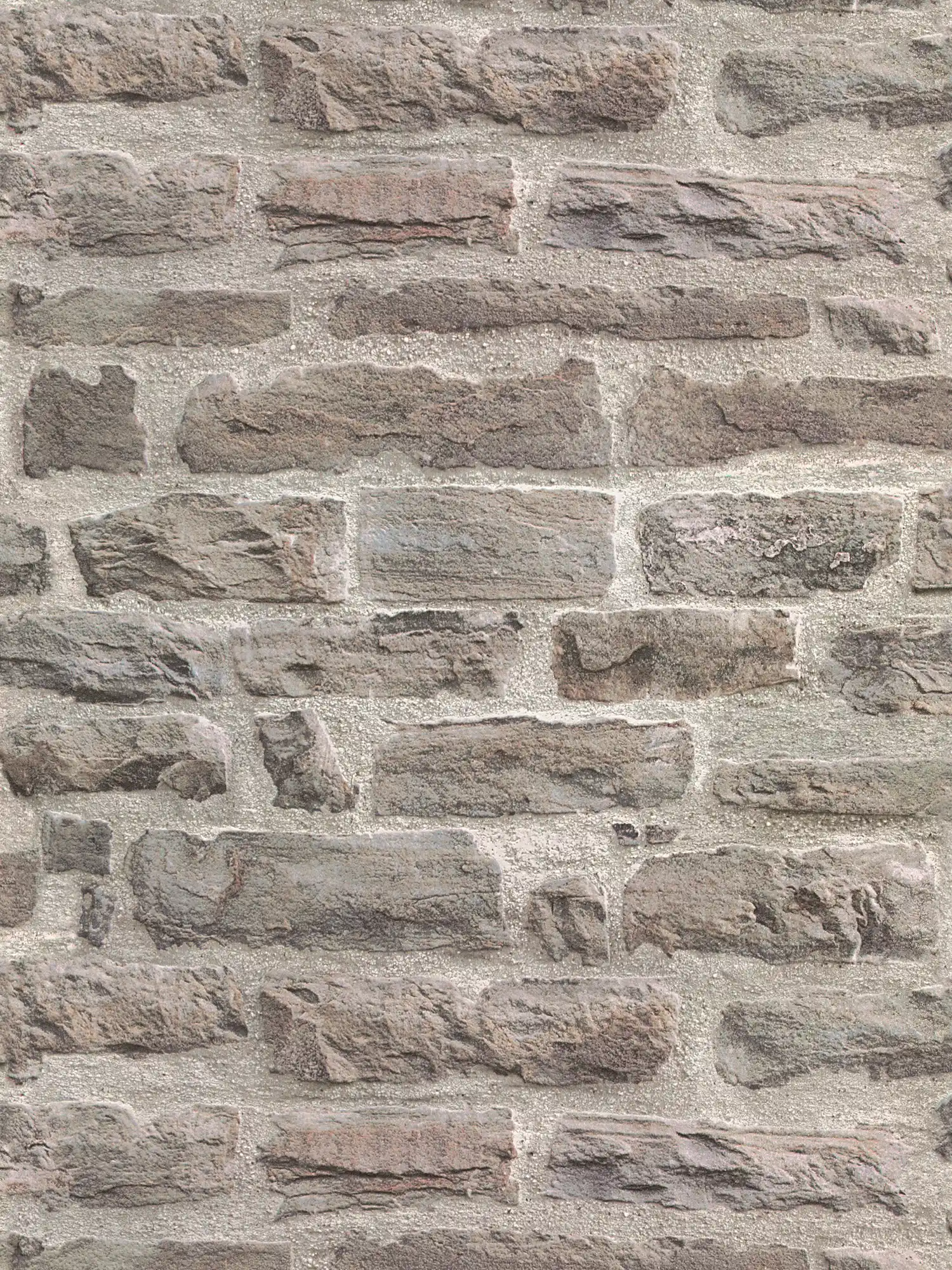 Papel pintado de piedra natural con aspecto de pared realista - gris, marrón
