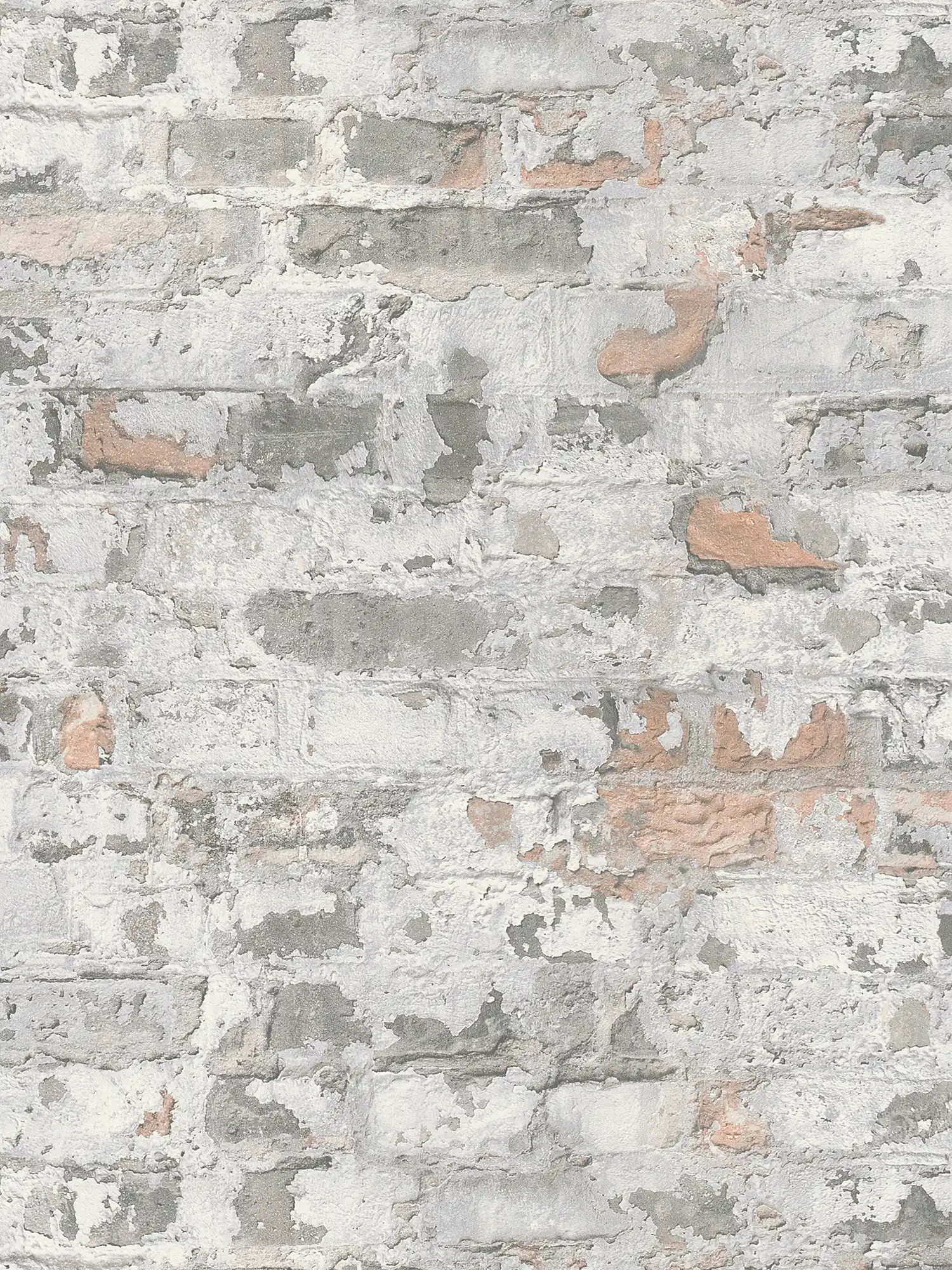 Carta da parati rustica con mattoni nel design usato - grigio, bianco
