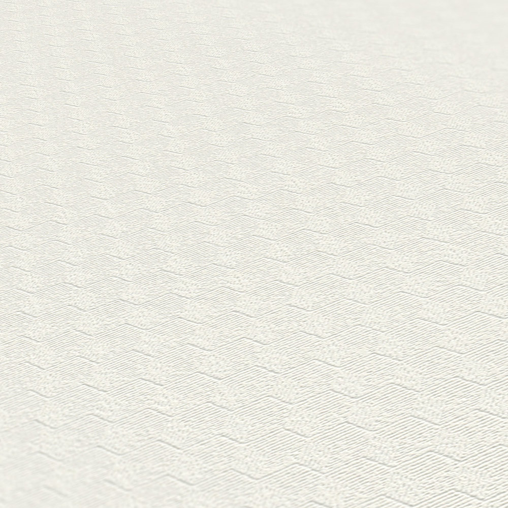             Carta da parati liscia, testurizzata con disegno a zig zag - bianco
        