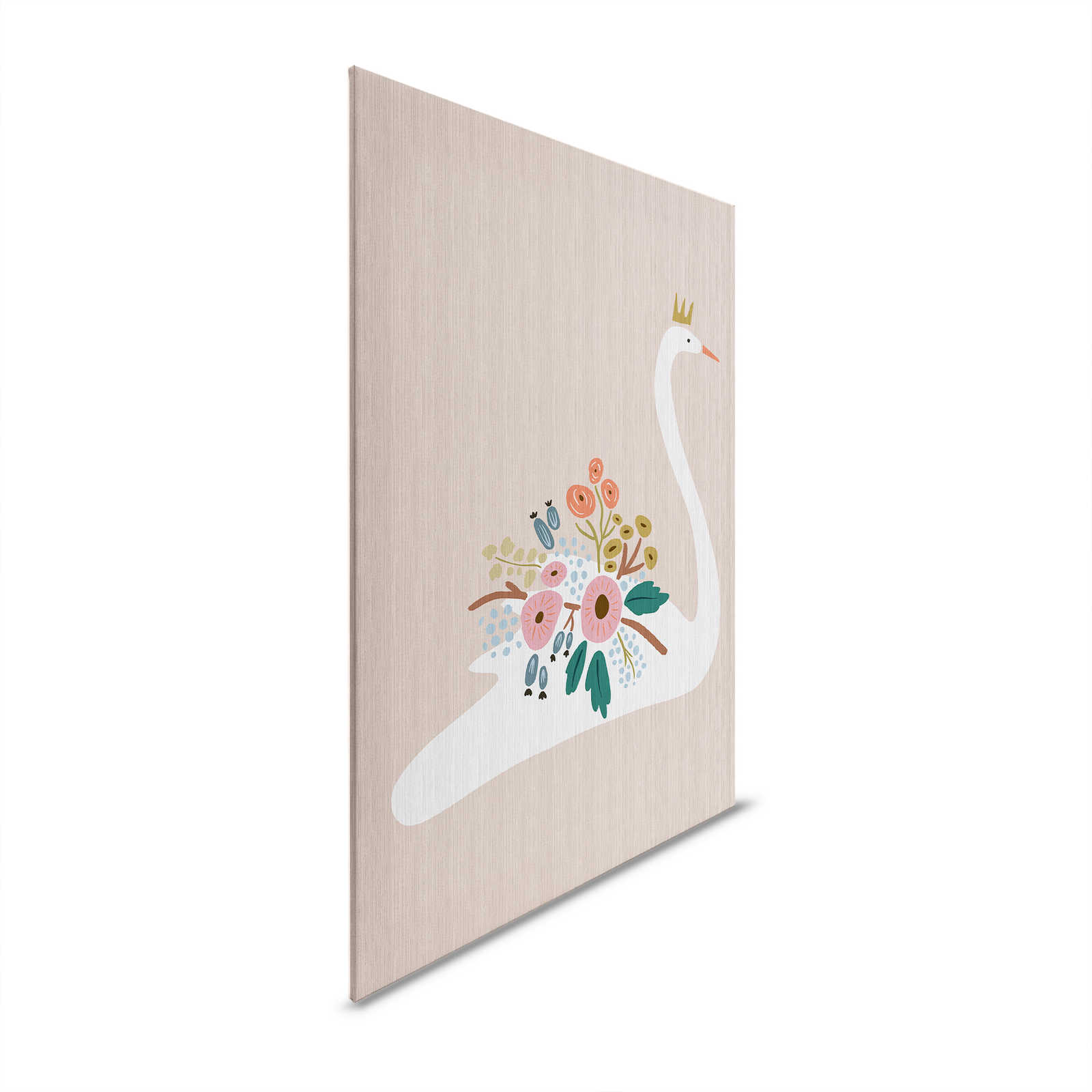 Up North 1 - Canvas painting Scandinavian Design Swan & Flowers - 1,20 m x 0,80 m
