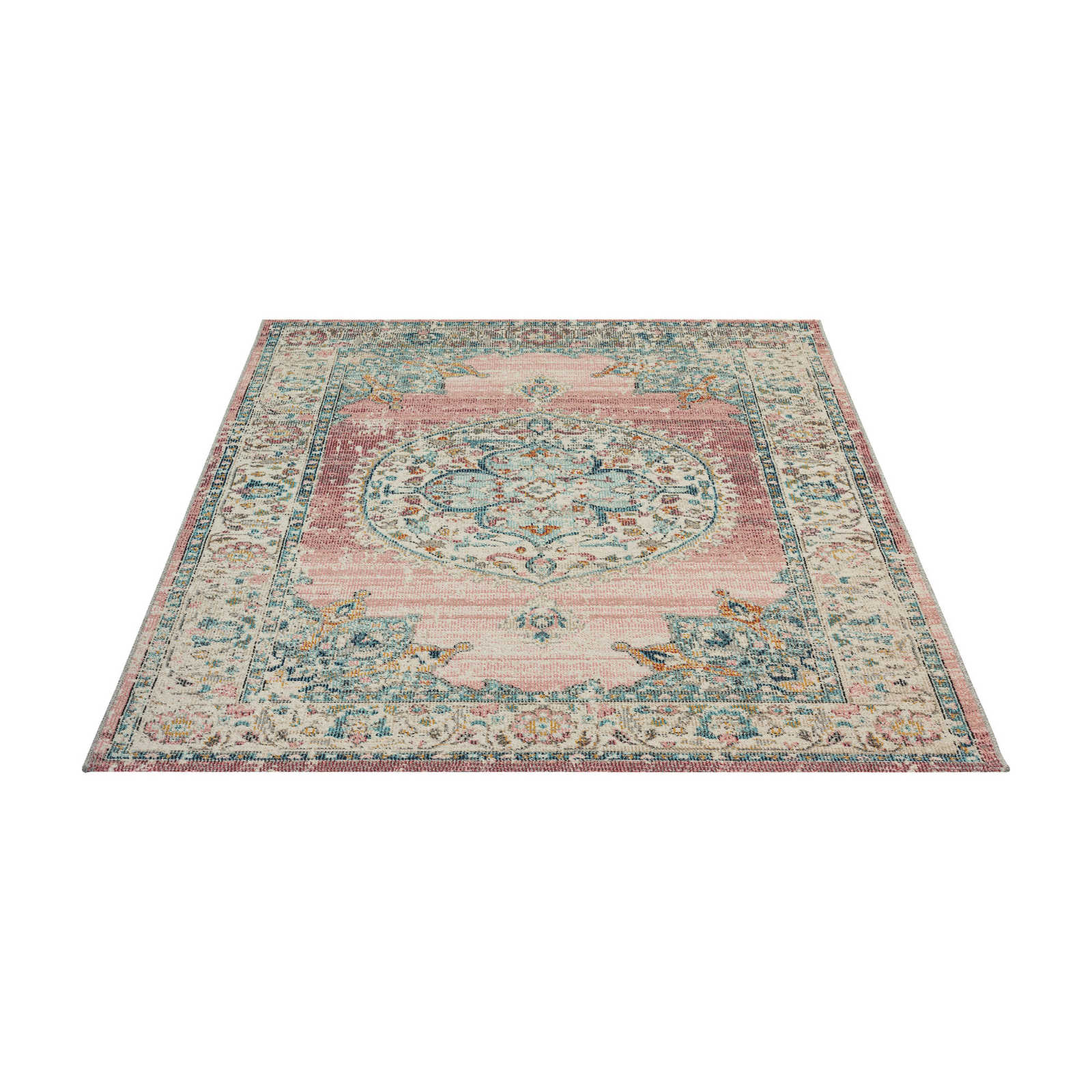 Flatweave tapijt voor buiten met roze accenten - 290 x 200 cm
