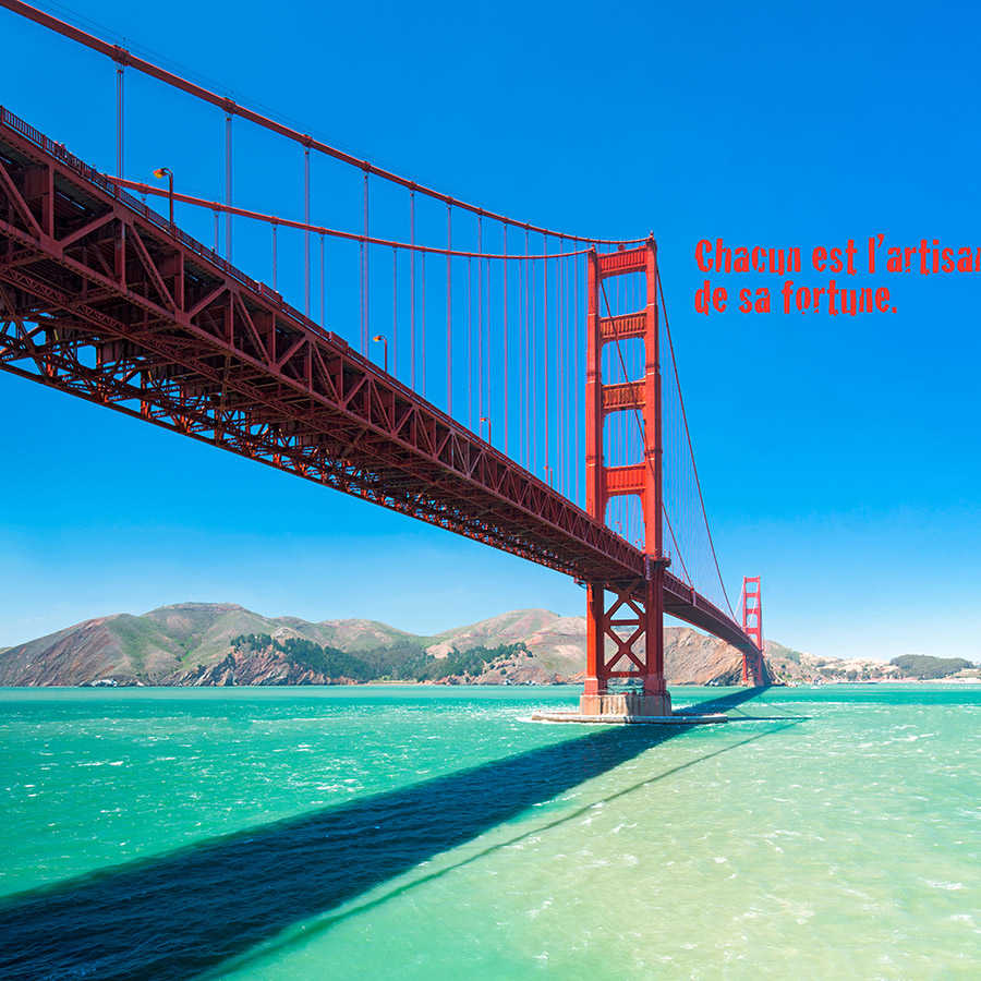 Golden Gate Bridge wallpaper with lettering in French - Matt smooth non-woven

