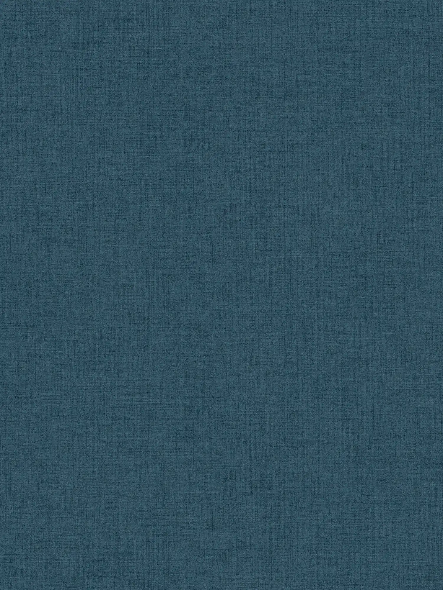 Papel pintado no tejido con aspecto de lino en azul petróleo
