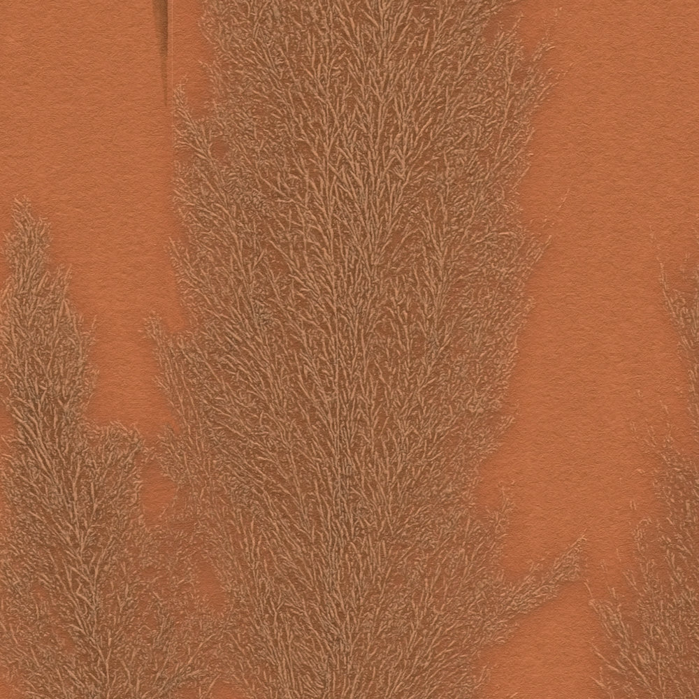             Carta da parati naturale con disegno dell'erba della pampa - marrone, metallizzato
        