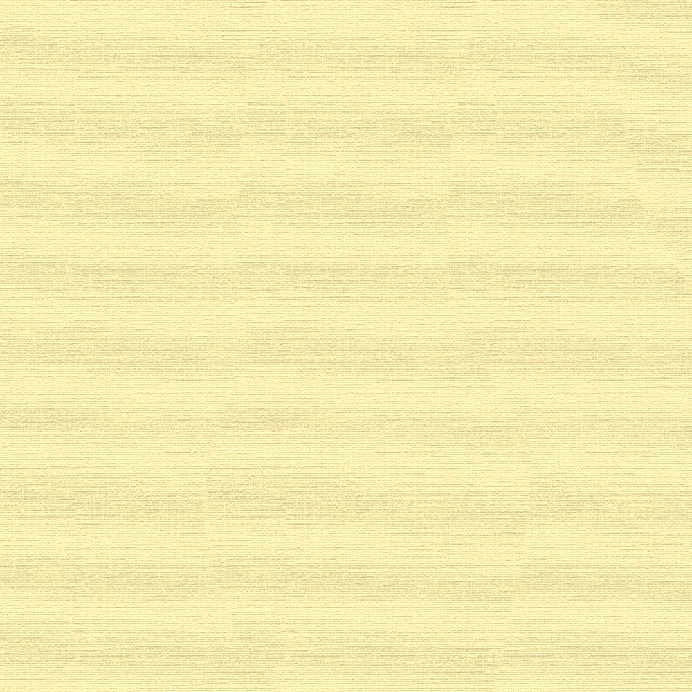             Papel pintado amarillo liso con estructura textil
        