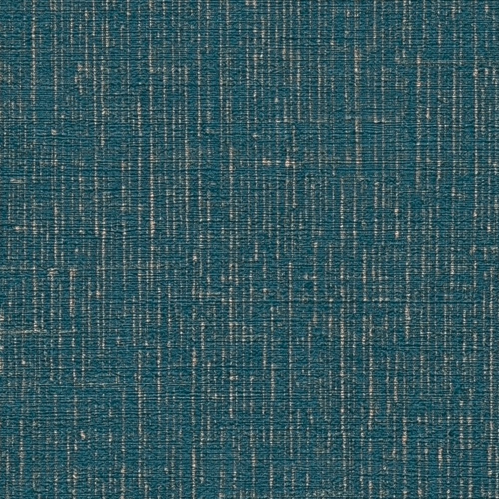             Carta da parati Petrol screziata d'oro con struttura tessile - blu, metallizzata
        
