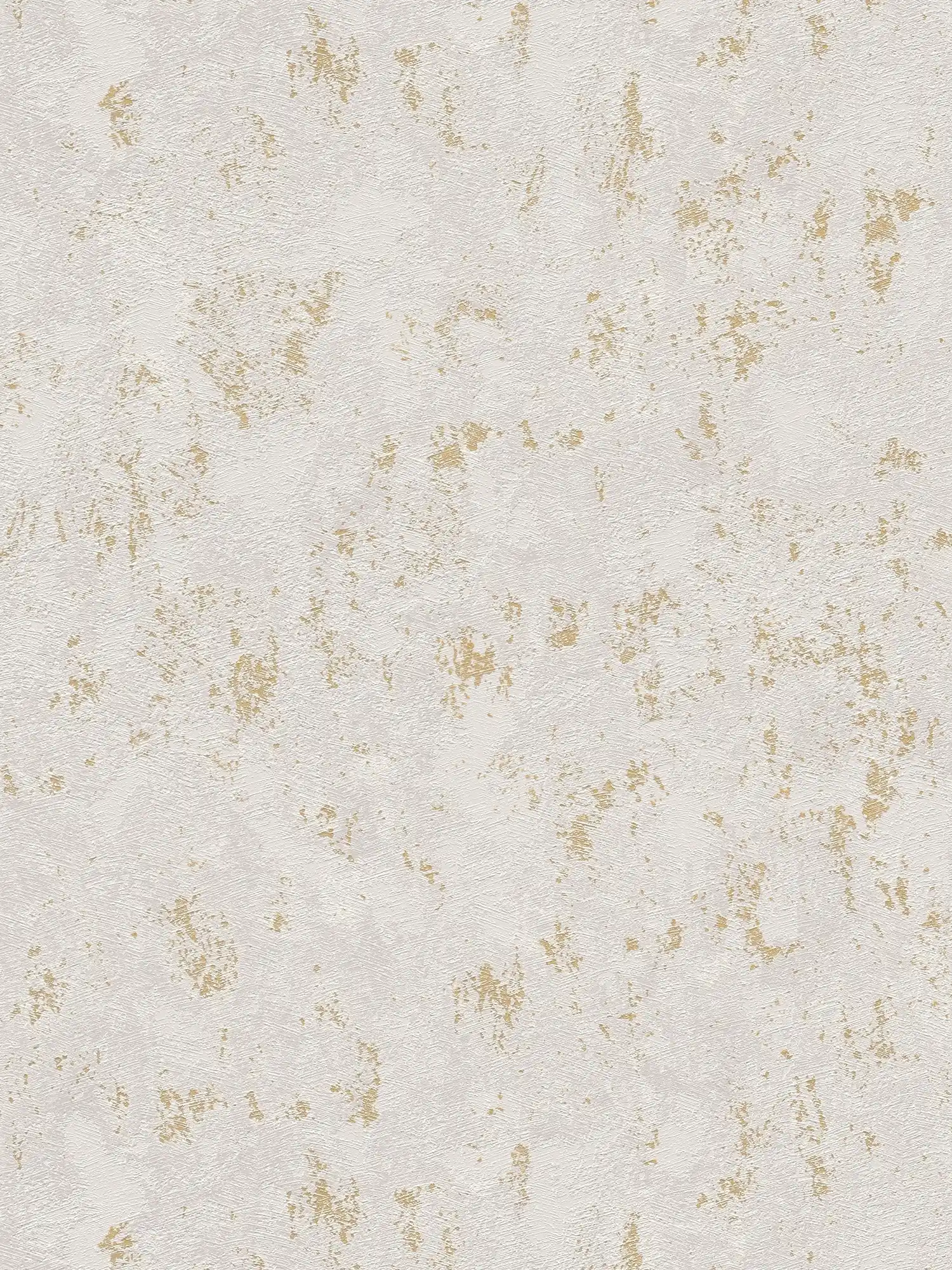 Non-woven wallpaper in plaster look with gold accents - beige, grey, gold
