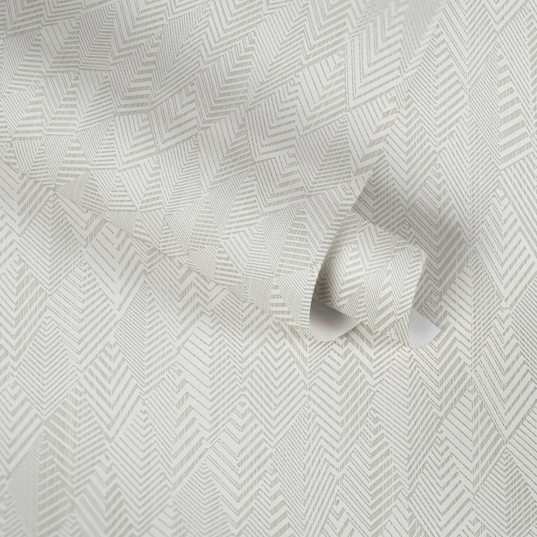             Papel pintado de unidad con patrón de líneas abstractas - crema, blanco
        
