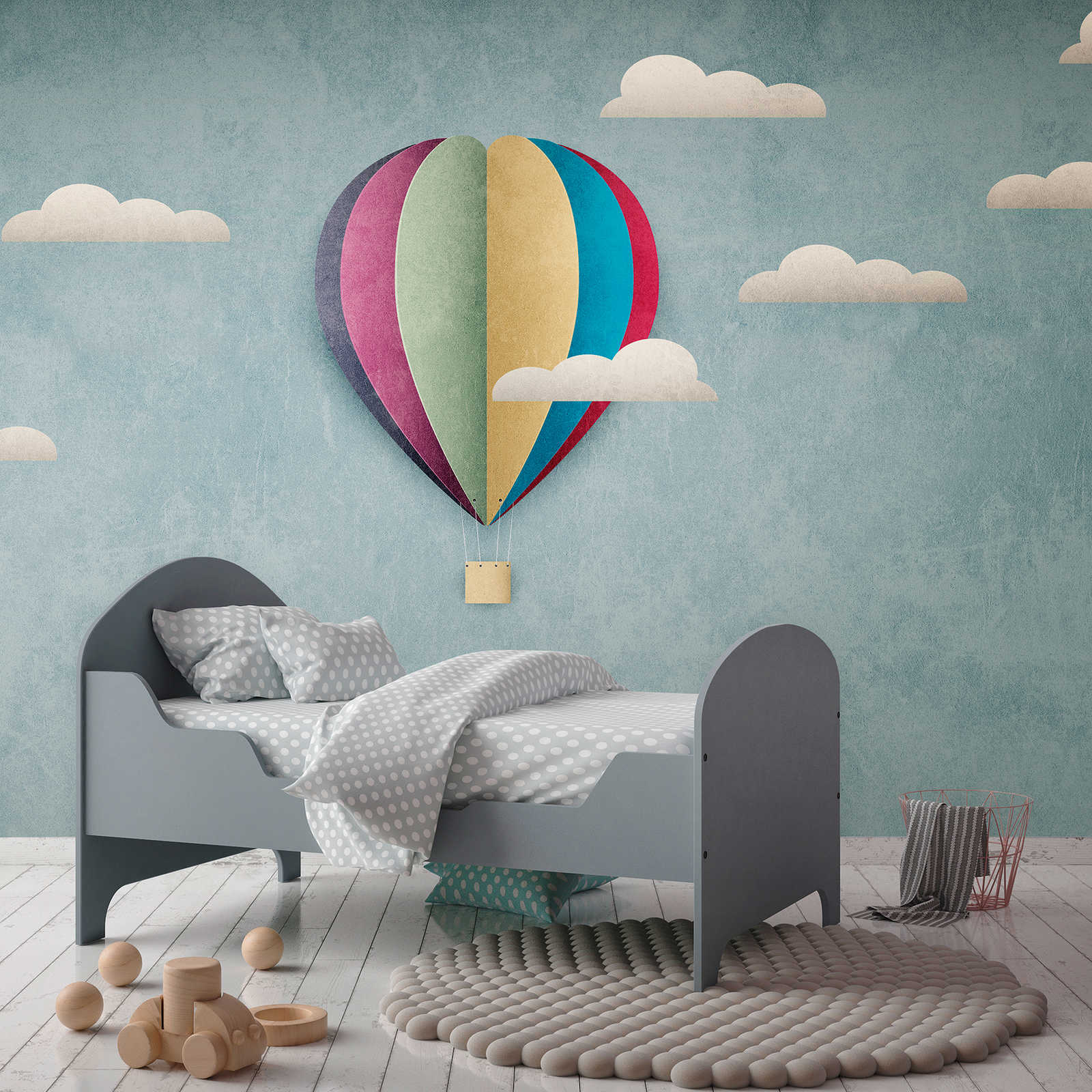 Wallpaper novelty | motif wallpaper hot air balloon & cloudy sky for kids
