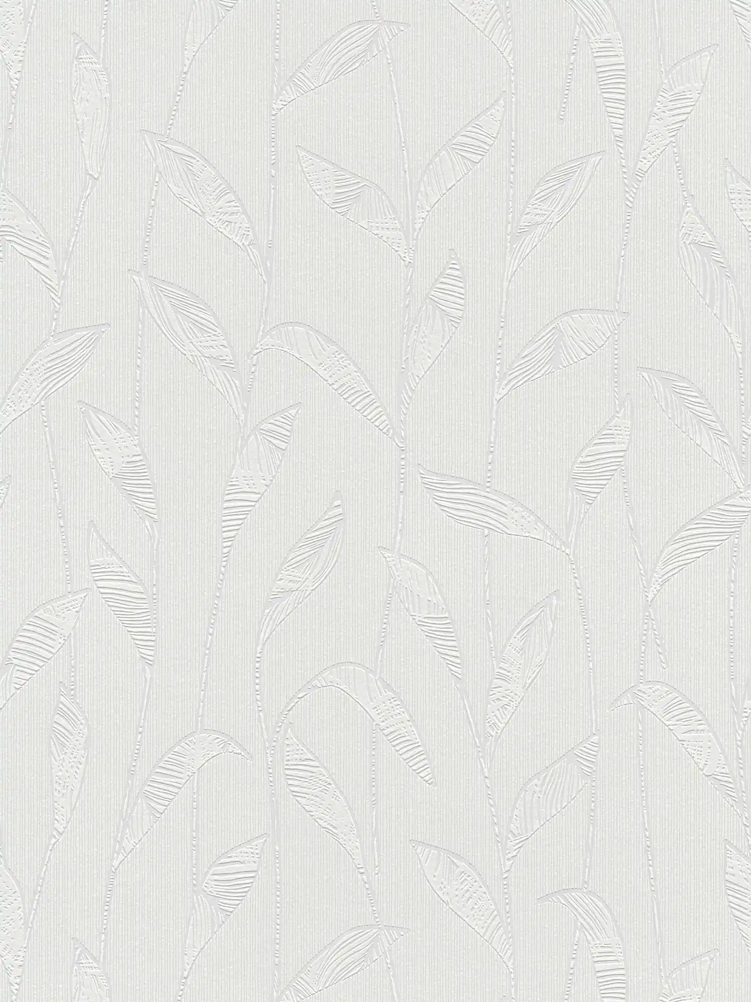 Non-woven wallpaper with leaf design to paint over - Paintable
