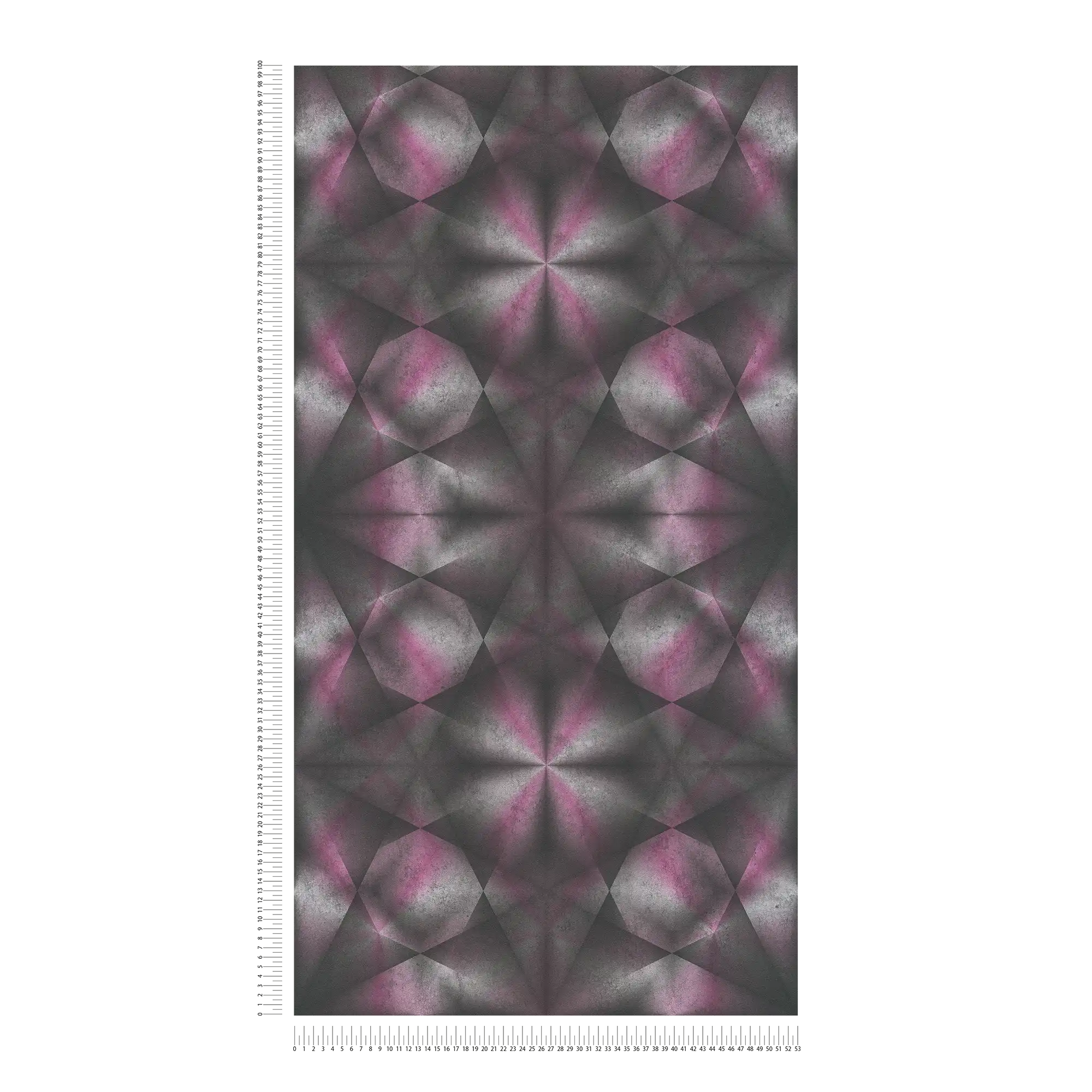             Designbehang met betonlook & grafisch patroon - paars, grijs, zwart
        