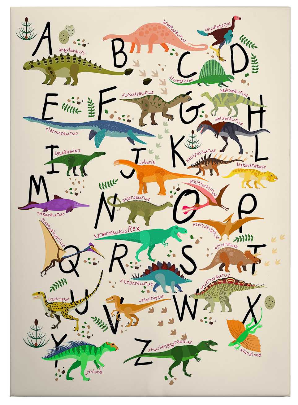             Canvas print dinosaur alphabeth – colourful
        