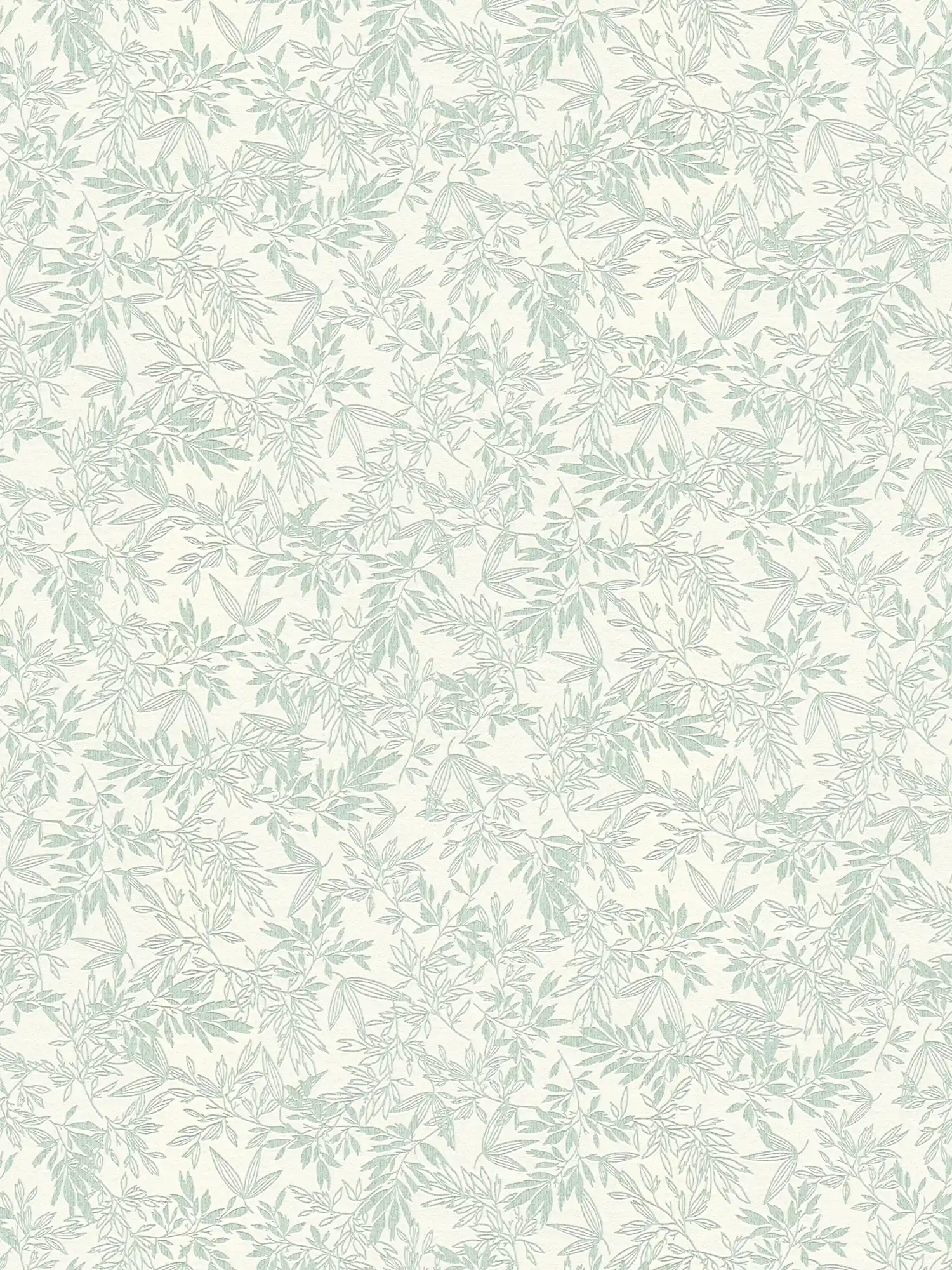 Non-woven wallpaper with large leaves motif matt - green, white
