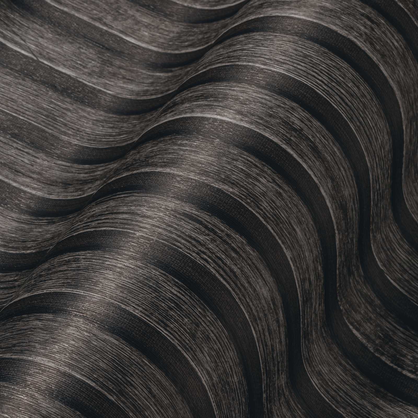             Papier peint imitation bois avec motif de lambris - noir, marron
        
