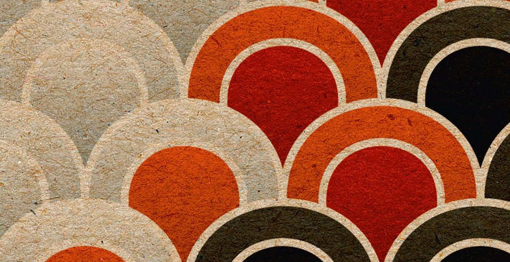             Koi 2 - Koi digitale print op kartonnen structuur, abstract & gestileerd - Beige, Rood | parelmoer gladde fleece
        