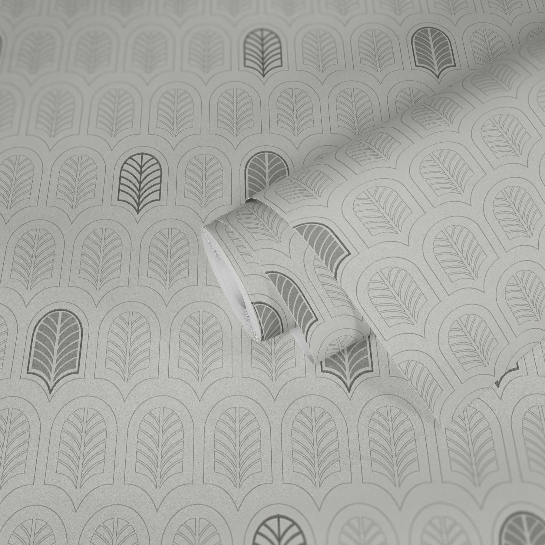             Papier peint rétro style Art déco, mat & effet pailleté - blanc, gris, anthracite
        