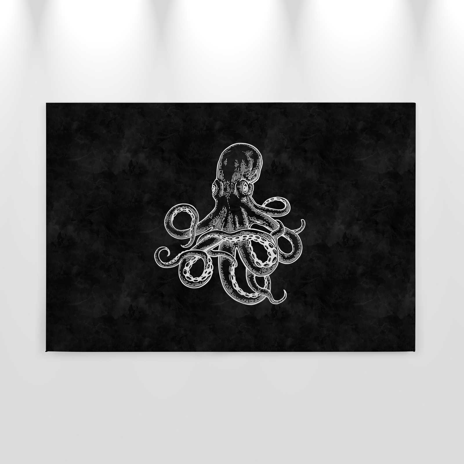             Black & White Canvas Octopus & Blackboard Look - 0.90 m x 0.60 m
        