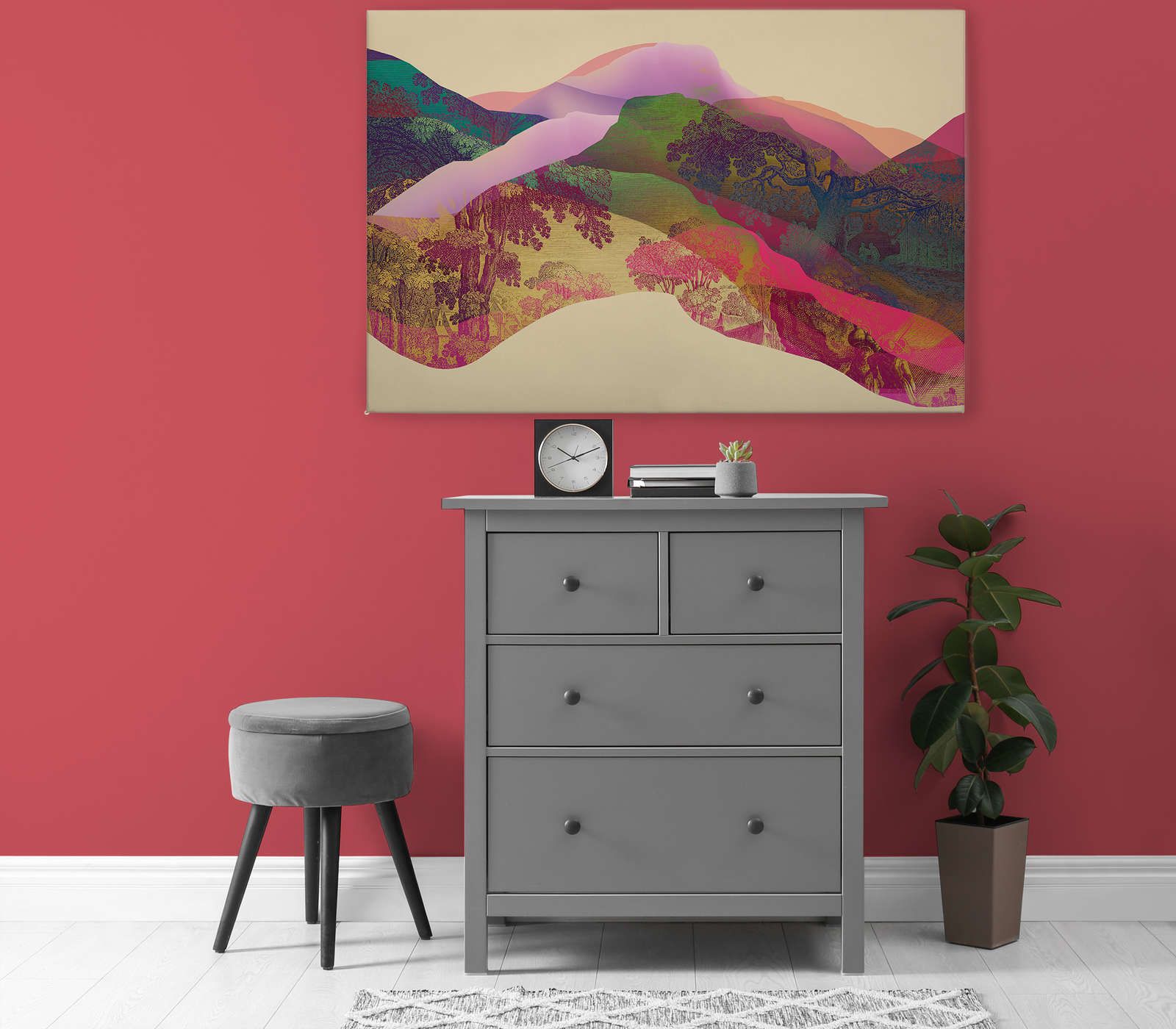             Magic Mountain 2 - Toile Paysage de montagne abstrait - 1,20 m x 0,80 m
        