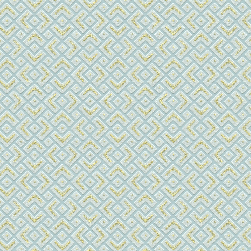             Wallpaper with tone on tone pattern & gold accent - Green
        