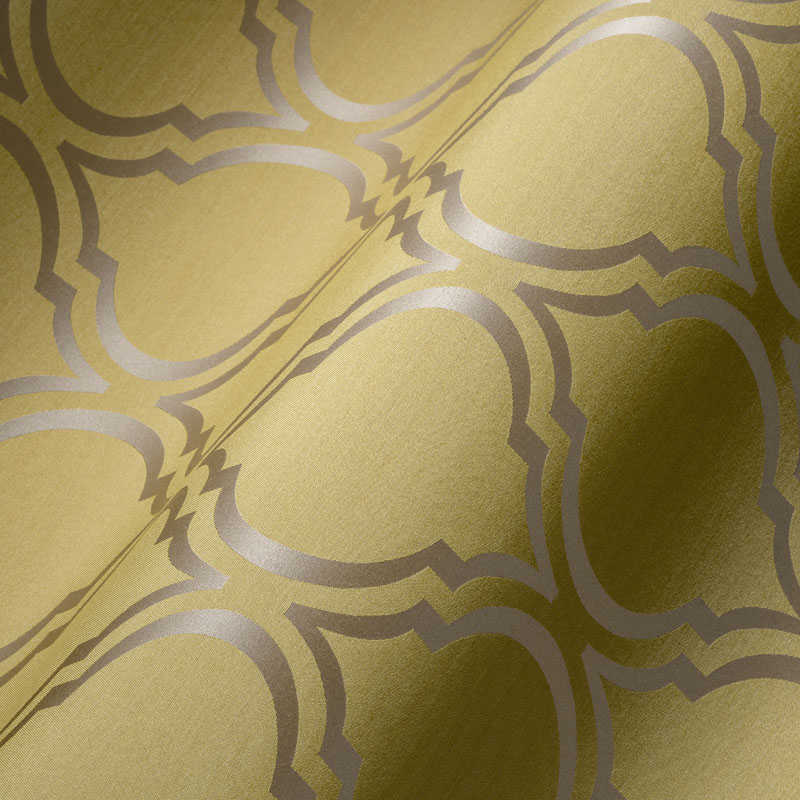             Retro wallpaper with glossy Art Deco pattern - yellow, green, grey
        