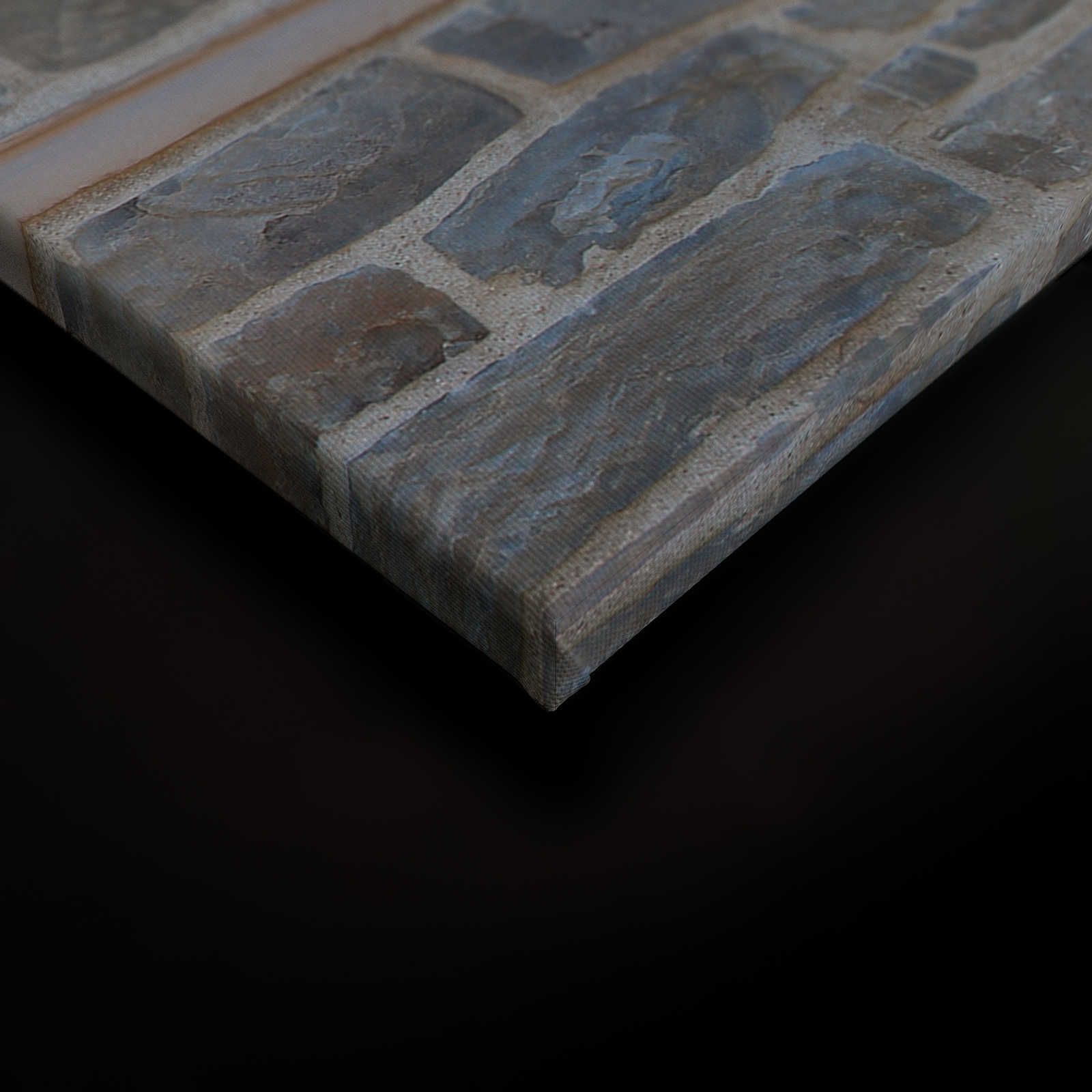             Tableau toile Maçonnerie gris clair avec design pierre naturelle - 0,90 m x 0,60 m
        