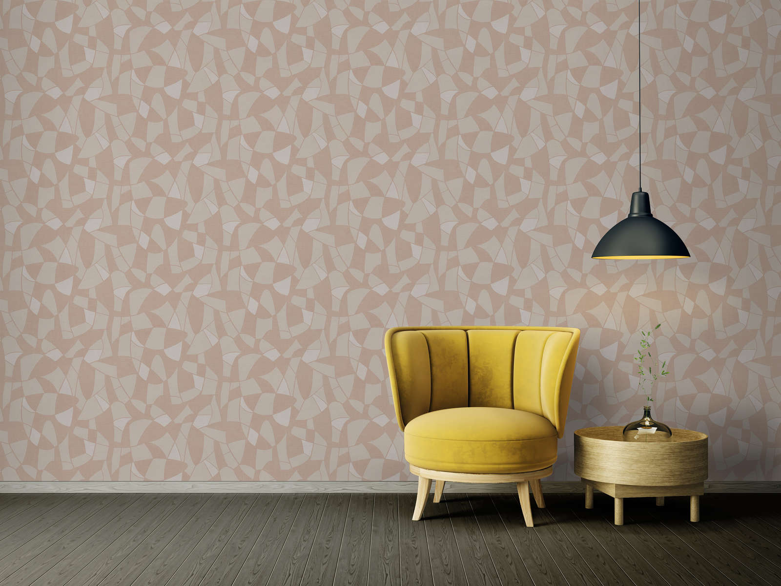             Non-woven wallpaper in geometric style - beige, cream
        