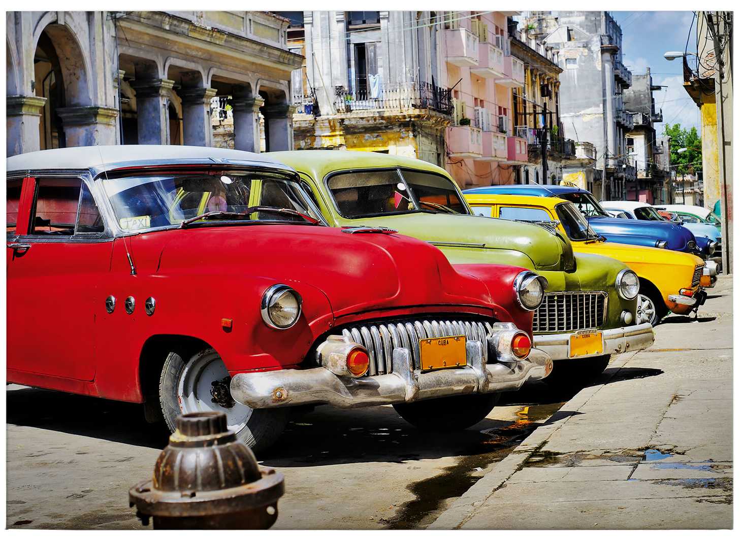             Cuba toile voiture ancienne à la Havane - 0,70 m x 0,50 m
        