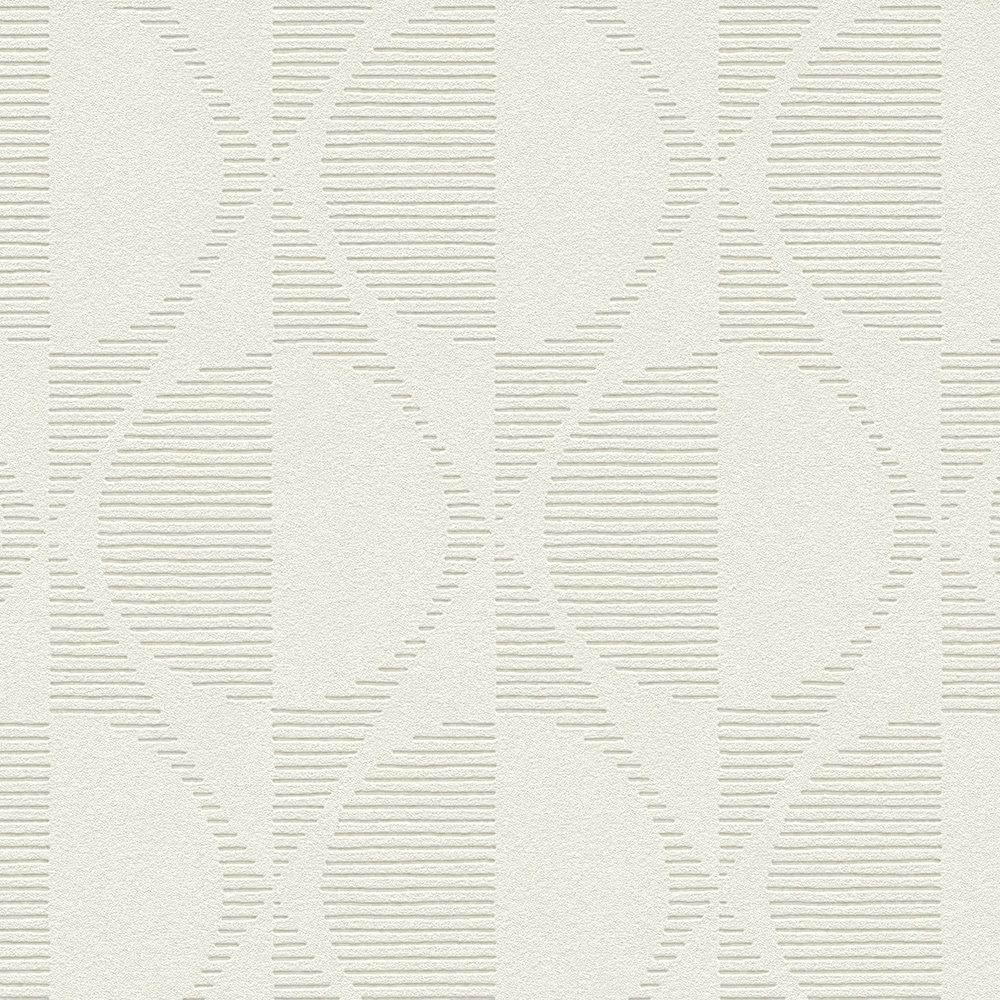             Retro wallpaper with circle and diamond pattern - cream, beige
        