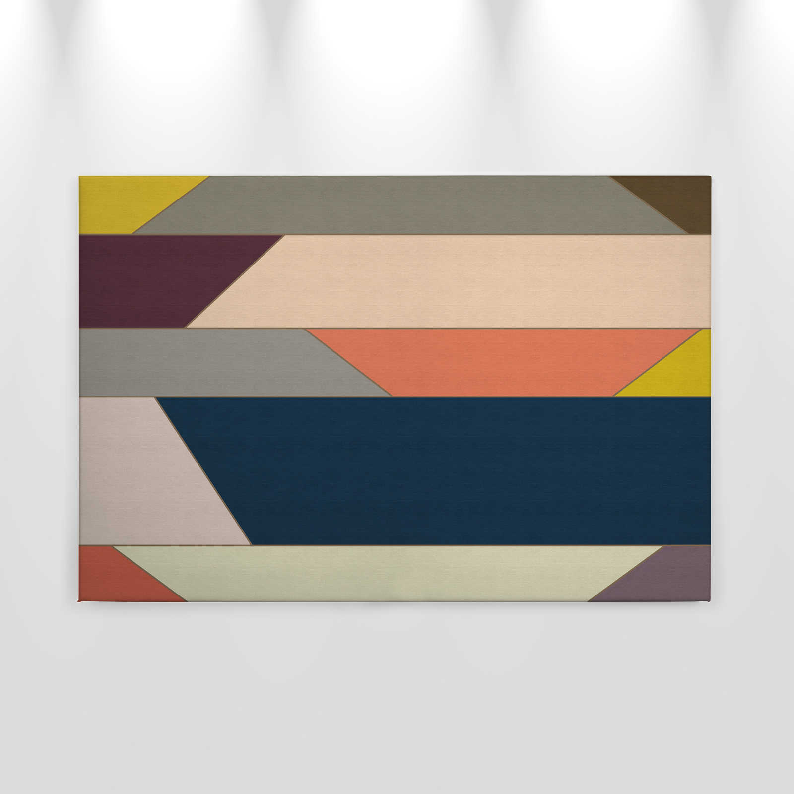             Geometrie 1 - Canvas schilderij met kleurrijk horizontaal streeppatroon - geribbelde structuur - 0,90 m x 0,60 m
        