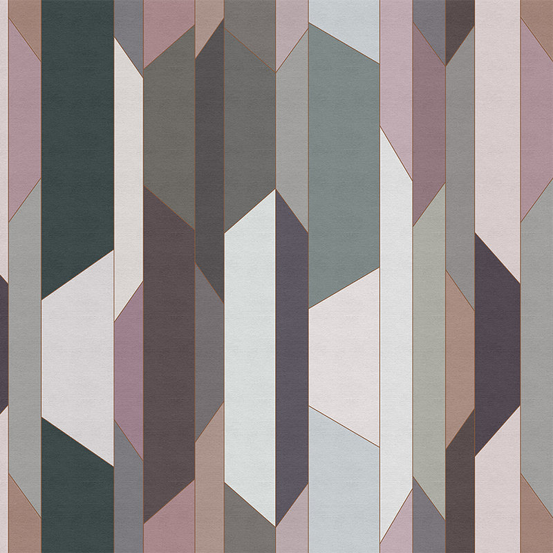 Fold 2 - Geribbeld structuurbehang met geometrisch retro patroon - Beige, Crème | Structure non-woven
