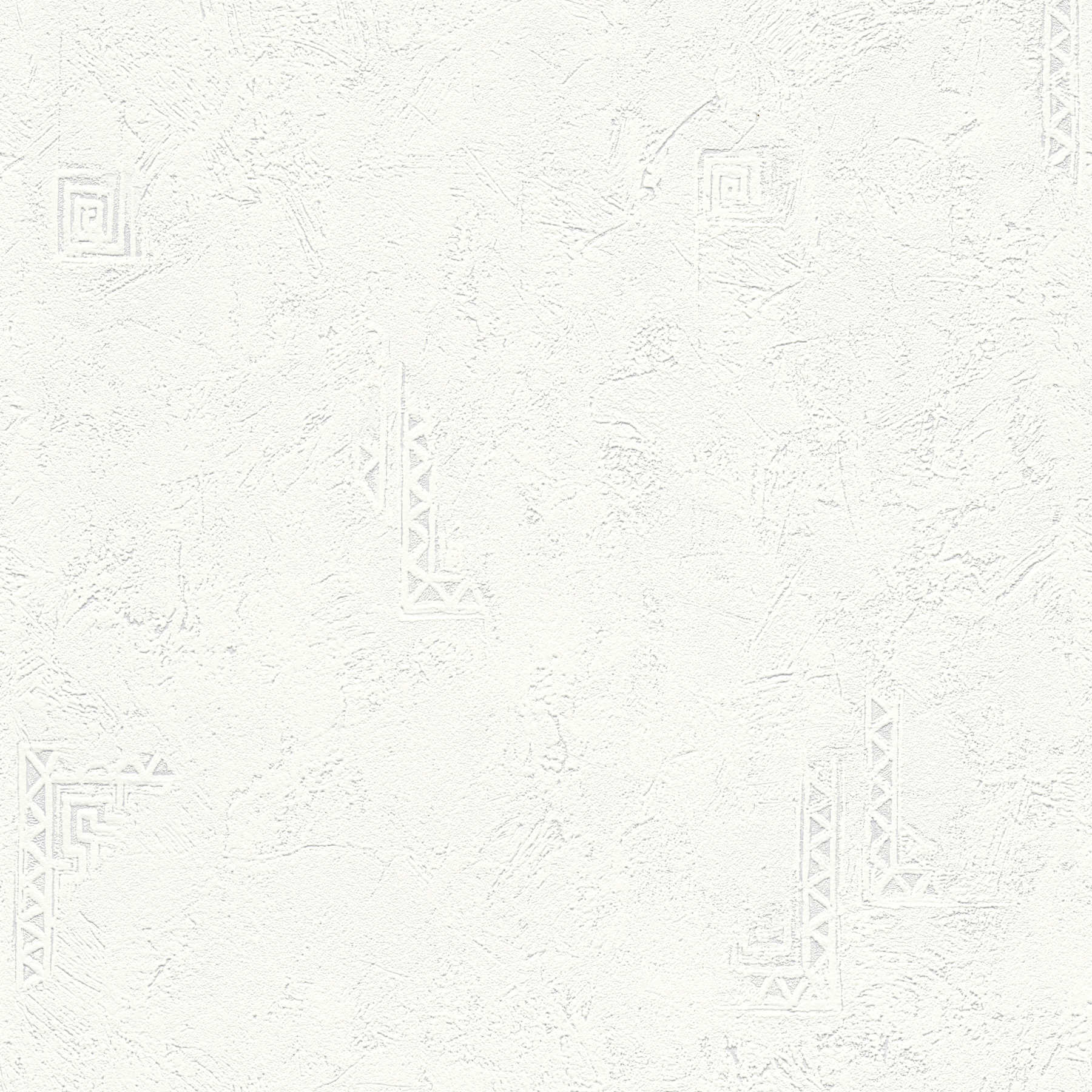 Wallpaper rough plaster texture and geometric elements - Paintable, White

