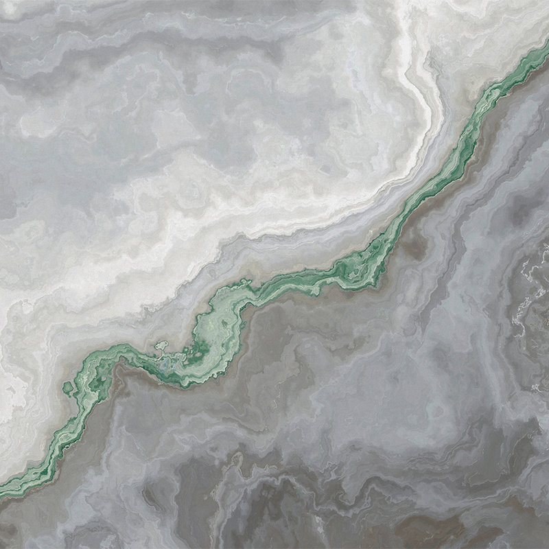 Papel pintado marmolado Quartz - Verde, Gris, Blanco
