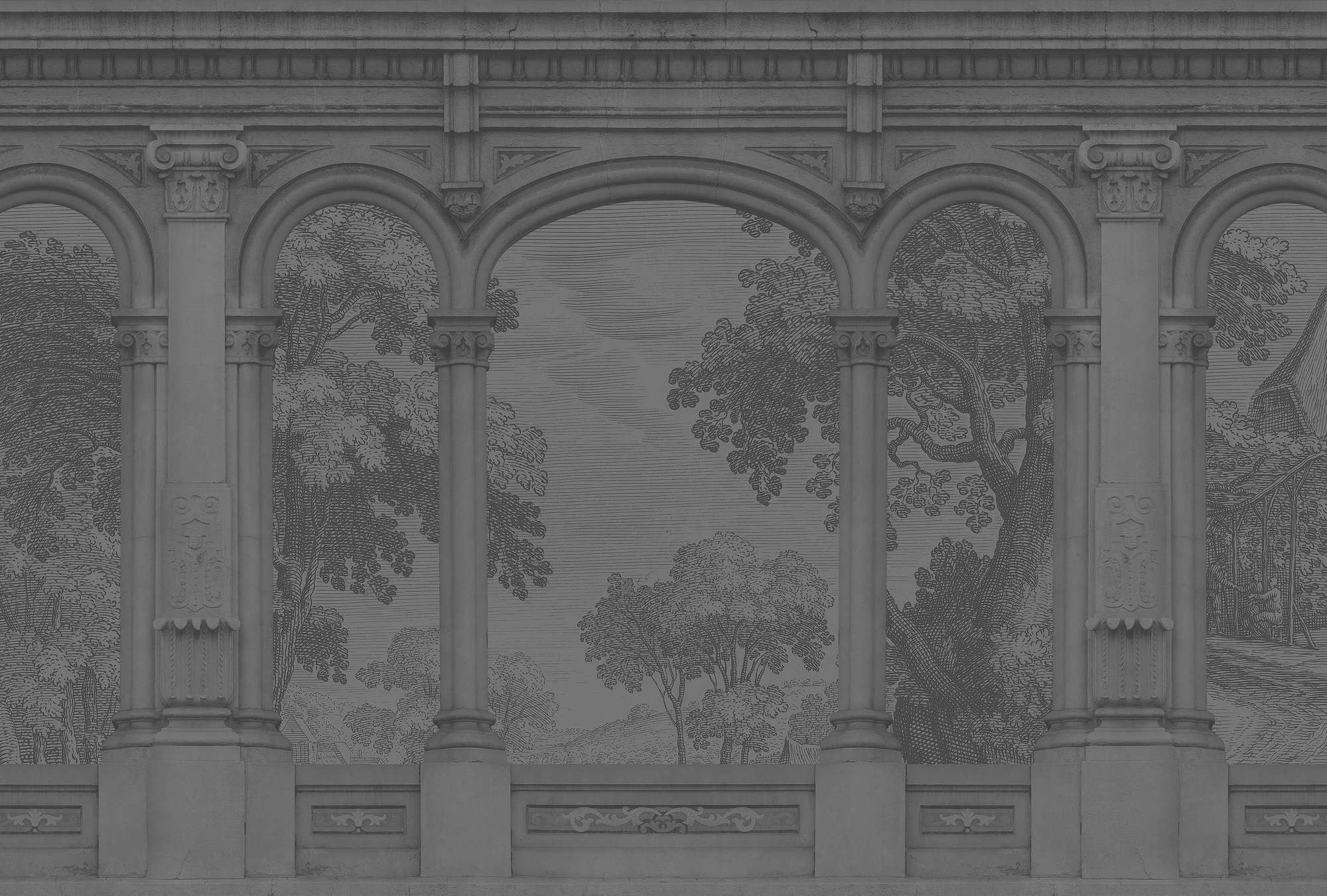             Roma 5 - Papel Pintado Paisaje Gris Oscuro Arquitectura Romántica
        
