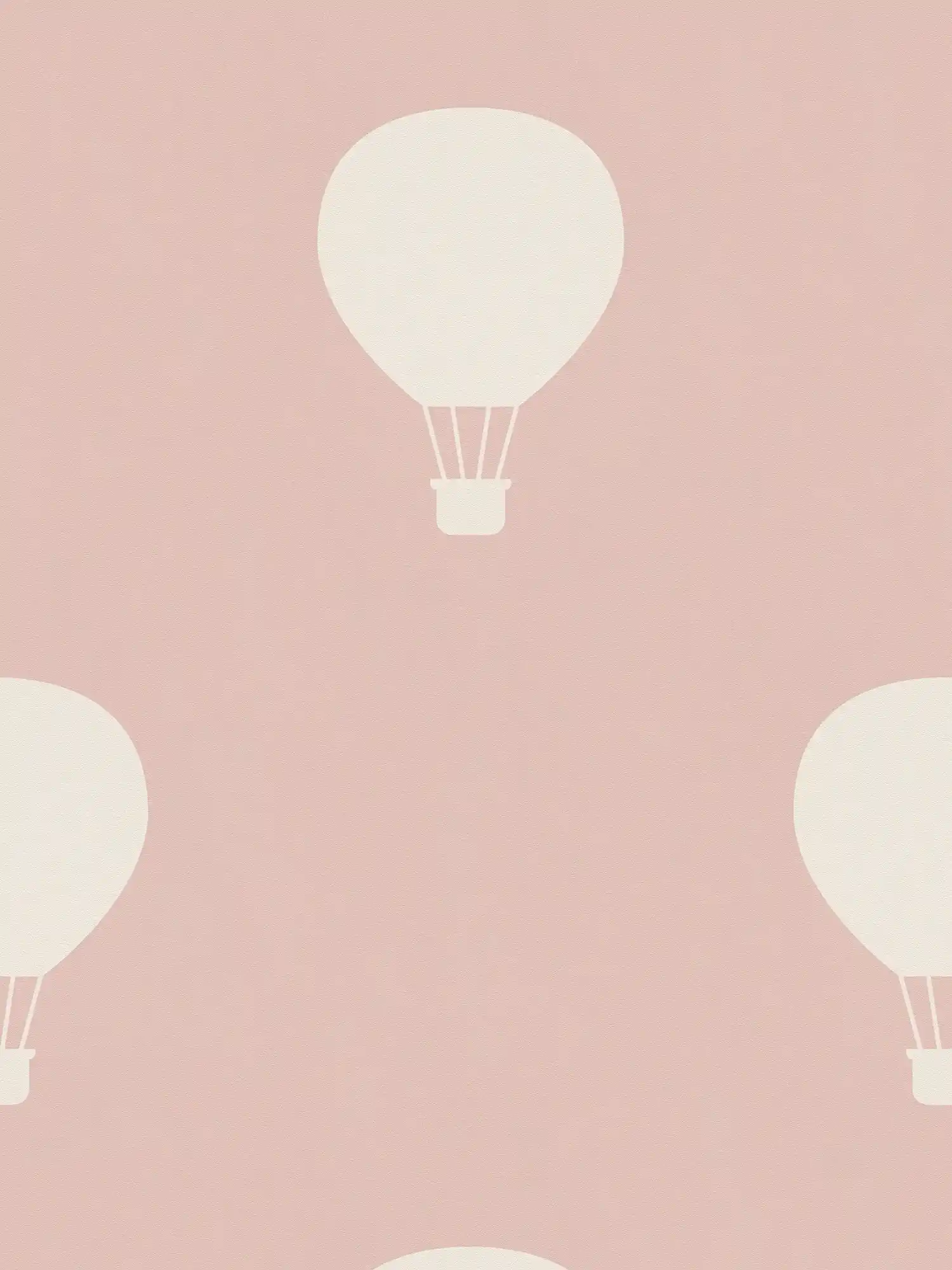 Nursery wallpaper with hot balloon motif - cream, pink

