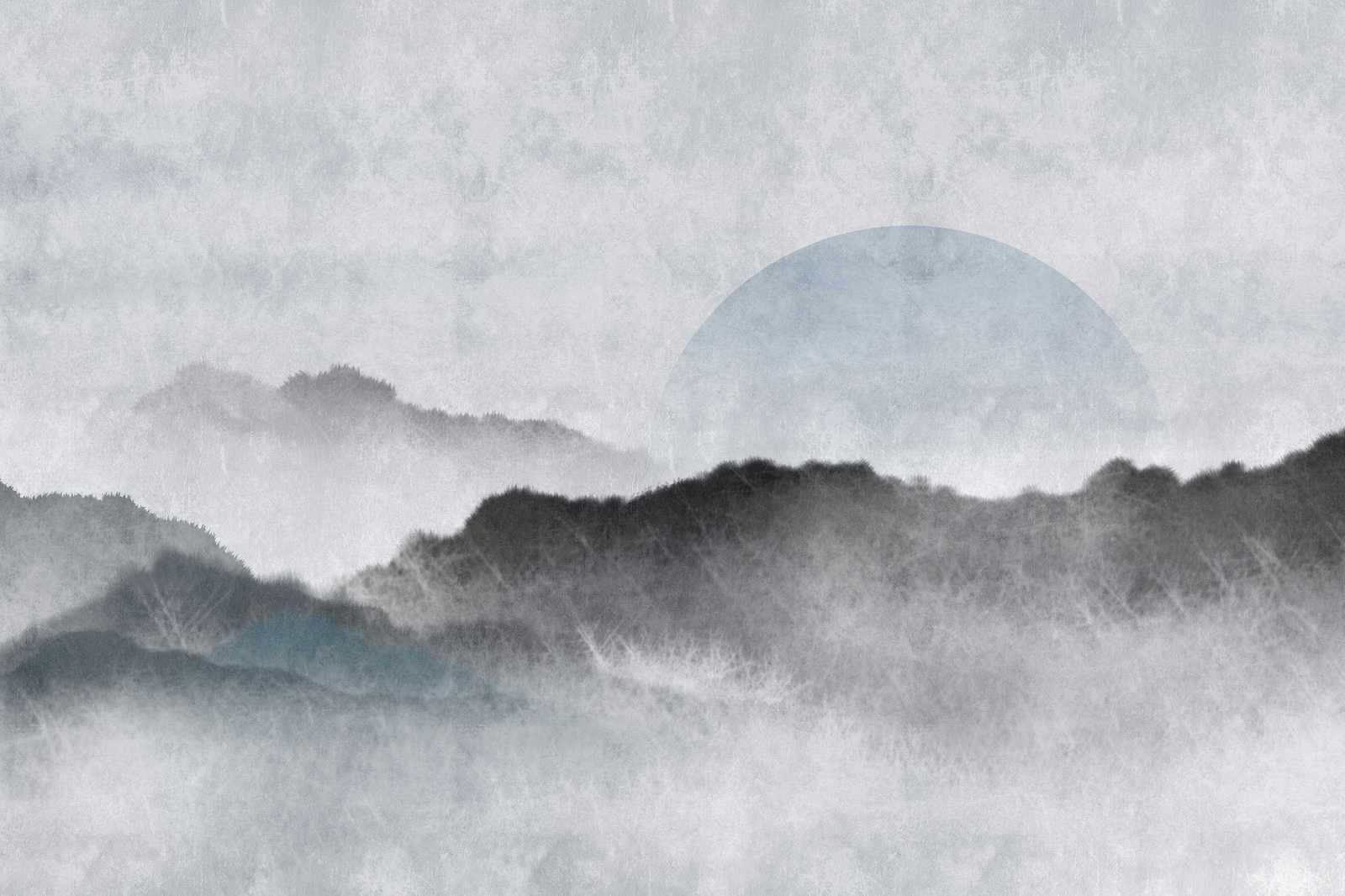             Akaishi 2 - Quadro su tela Tipo asiatica Paesaggio di montagna, grigio e bianco - 0,90 m x 0,60 m
        