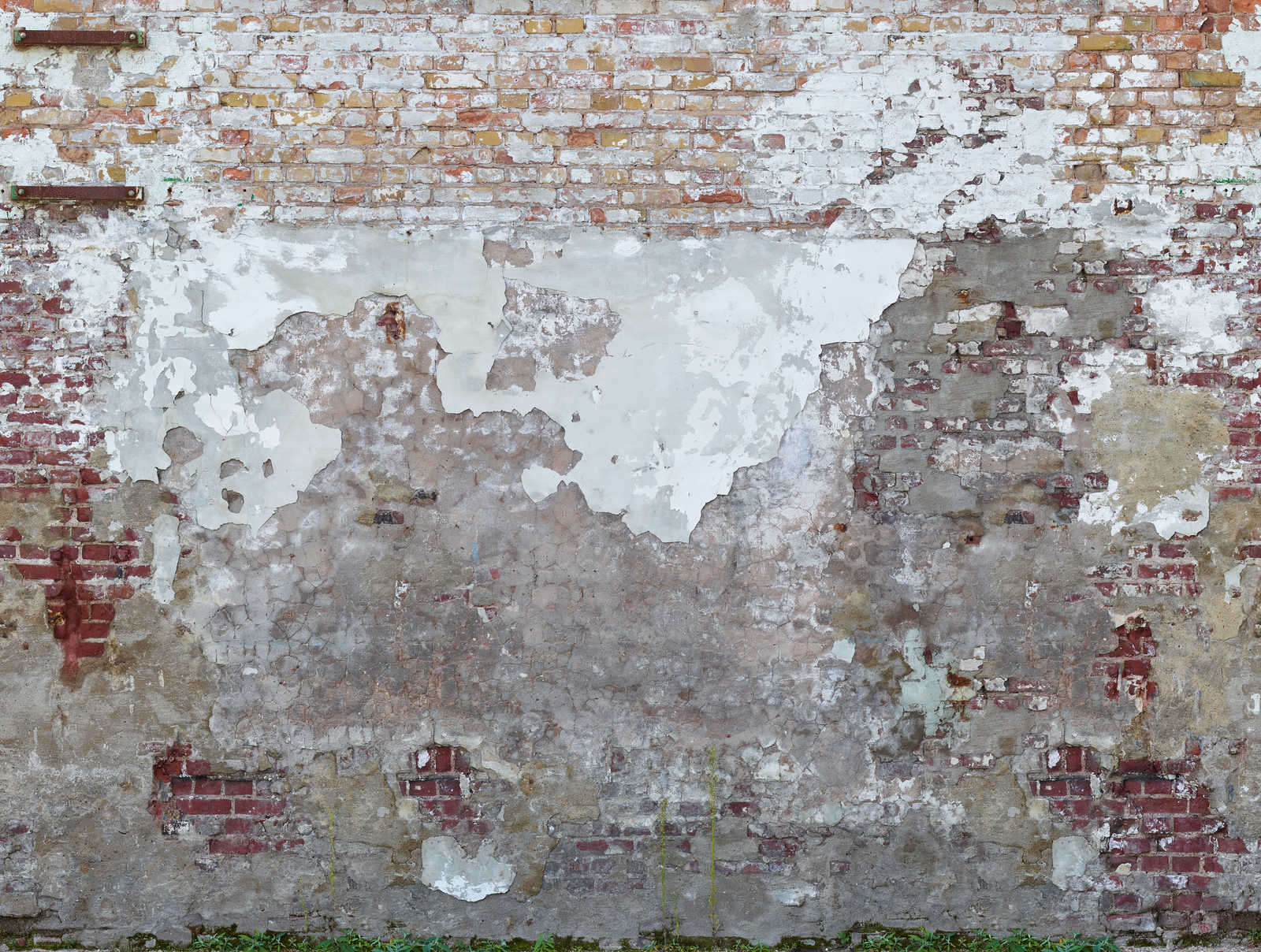             mur de briques cassé papier peint look abstrait - gris, marron, crème
        