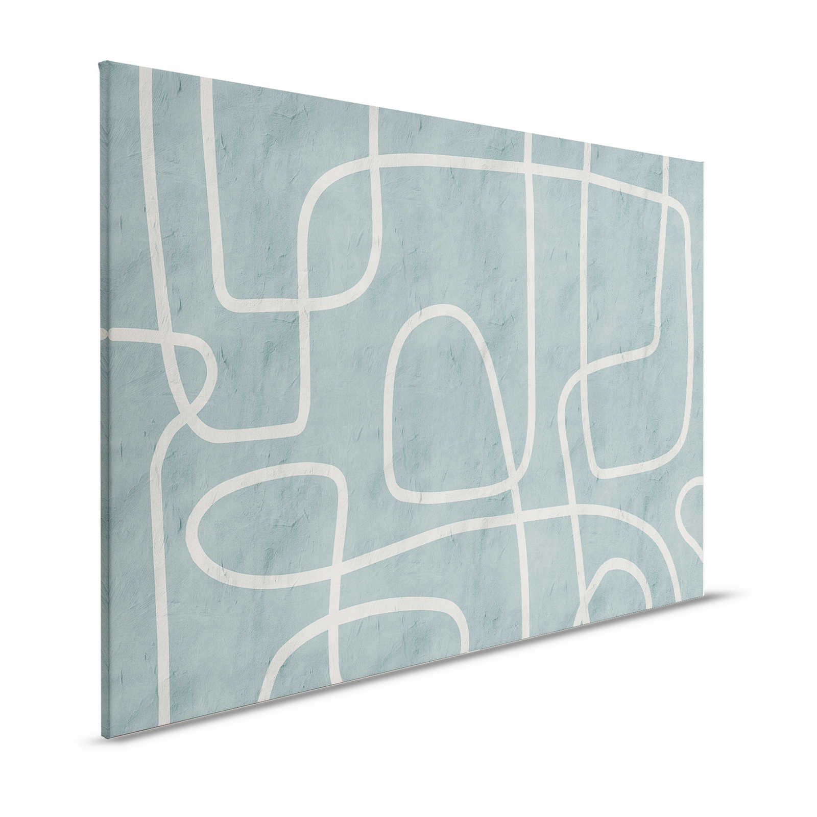 Serengeti 4 - Canvas painting Clay wall in light blue with line pattern - 1.20 m x 0.80 m
