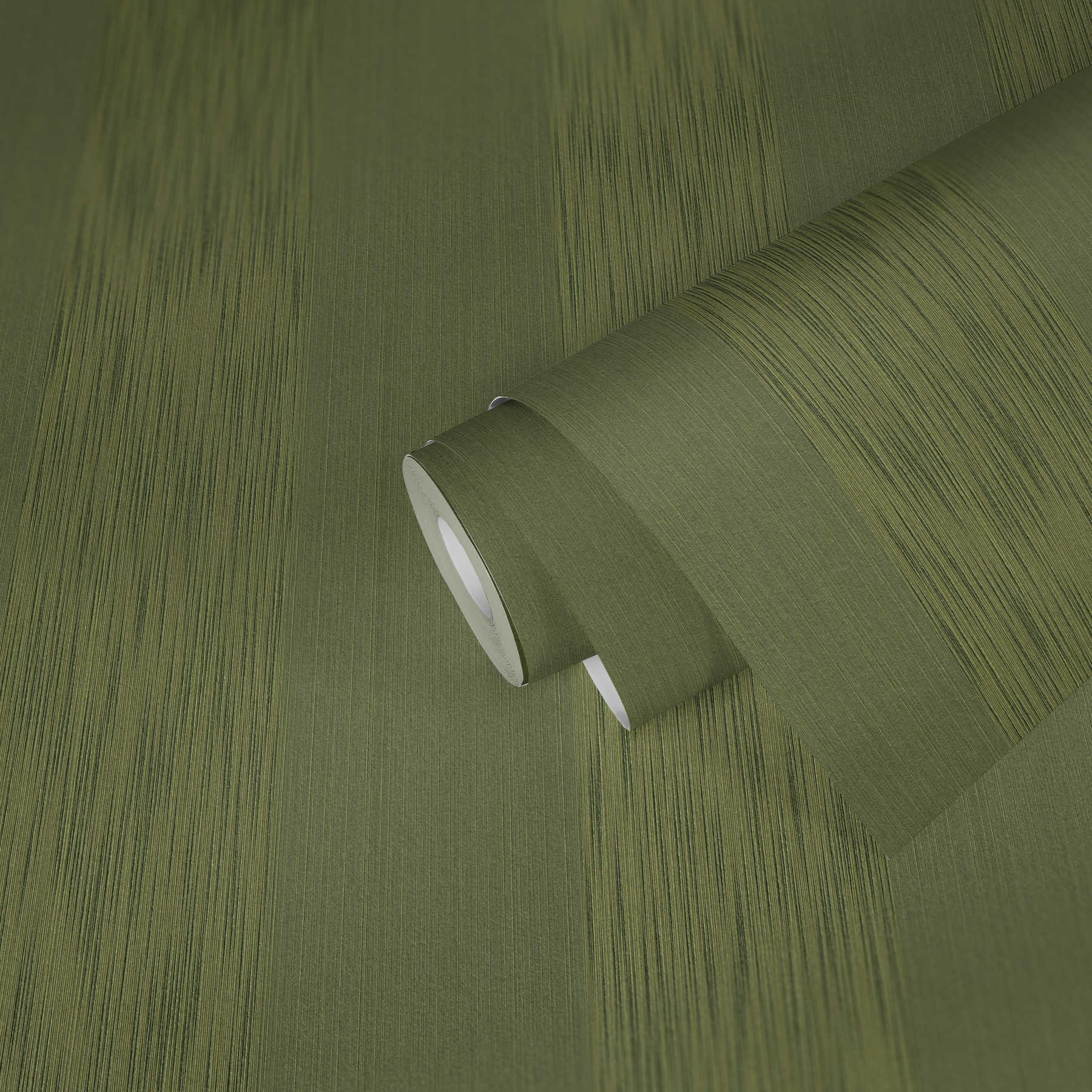            Structuurbehang met metallic effect & streeppatroon - groen
        