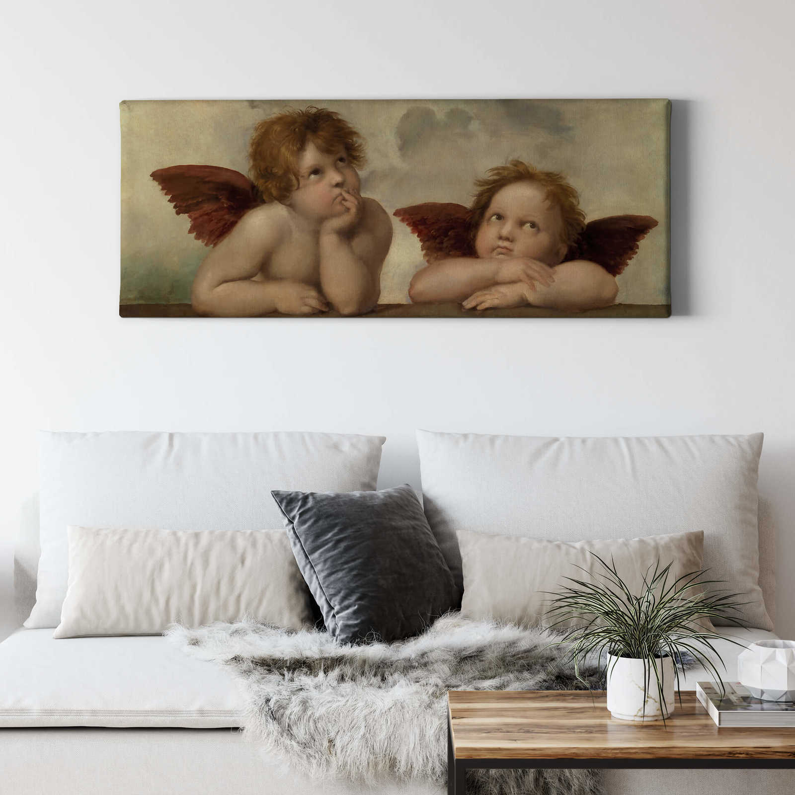             Toile panoramique deux anges de Raphaël - 1,00 m x 0,40 m
        
