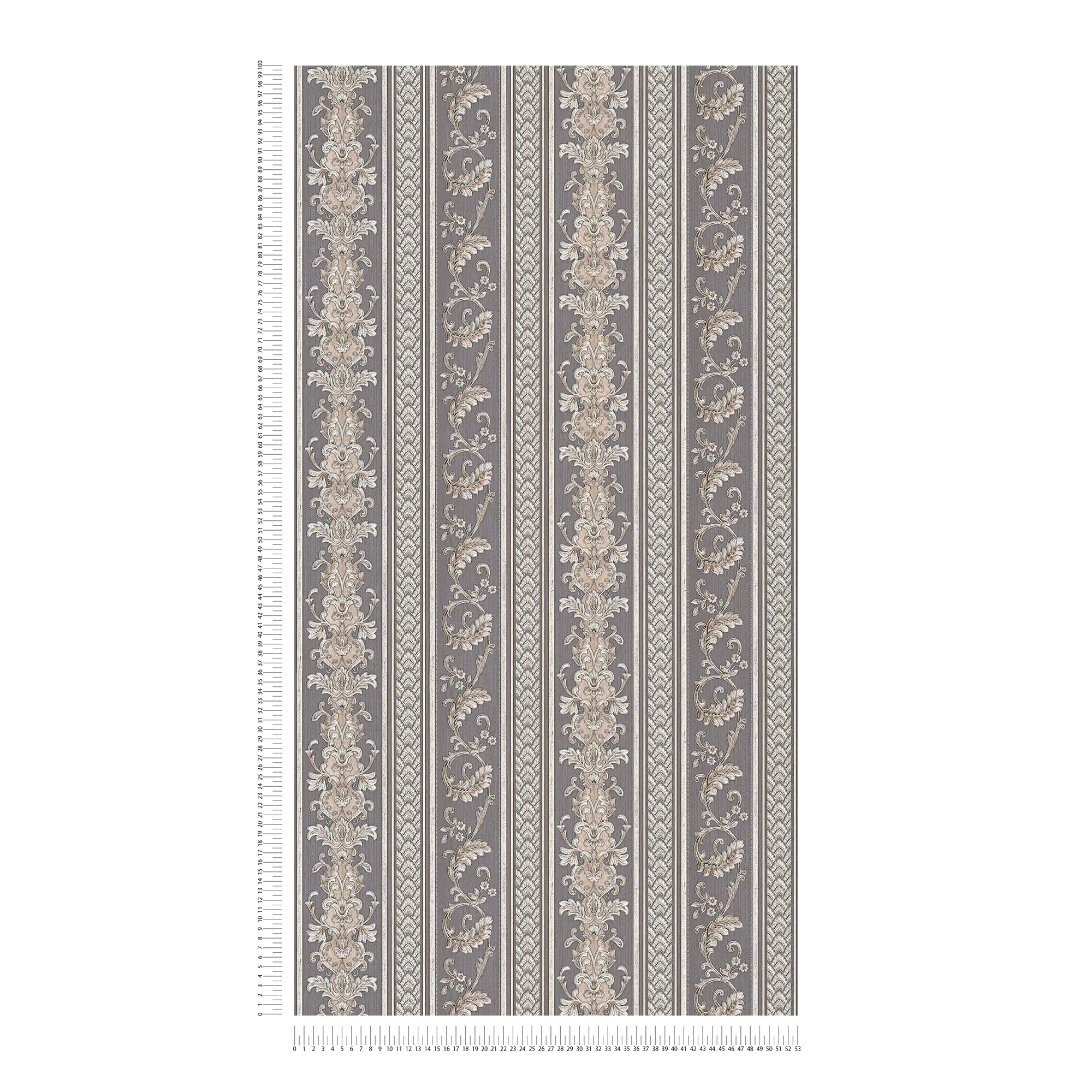             Ornament wallpaper metallic design with stripes - silver
        