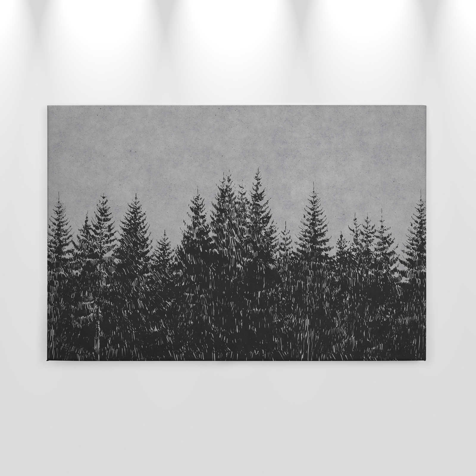             Canvas painting Fir forest in drawing style - 0,90 m x 0,60 m
        