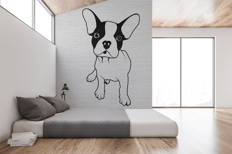             Tattoo you 2 - Franse Bulldog Onderlaag behang, Zwart en Wit - Grijs, Zwart | Strukturen Non-woven
        